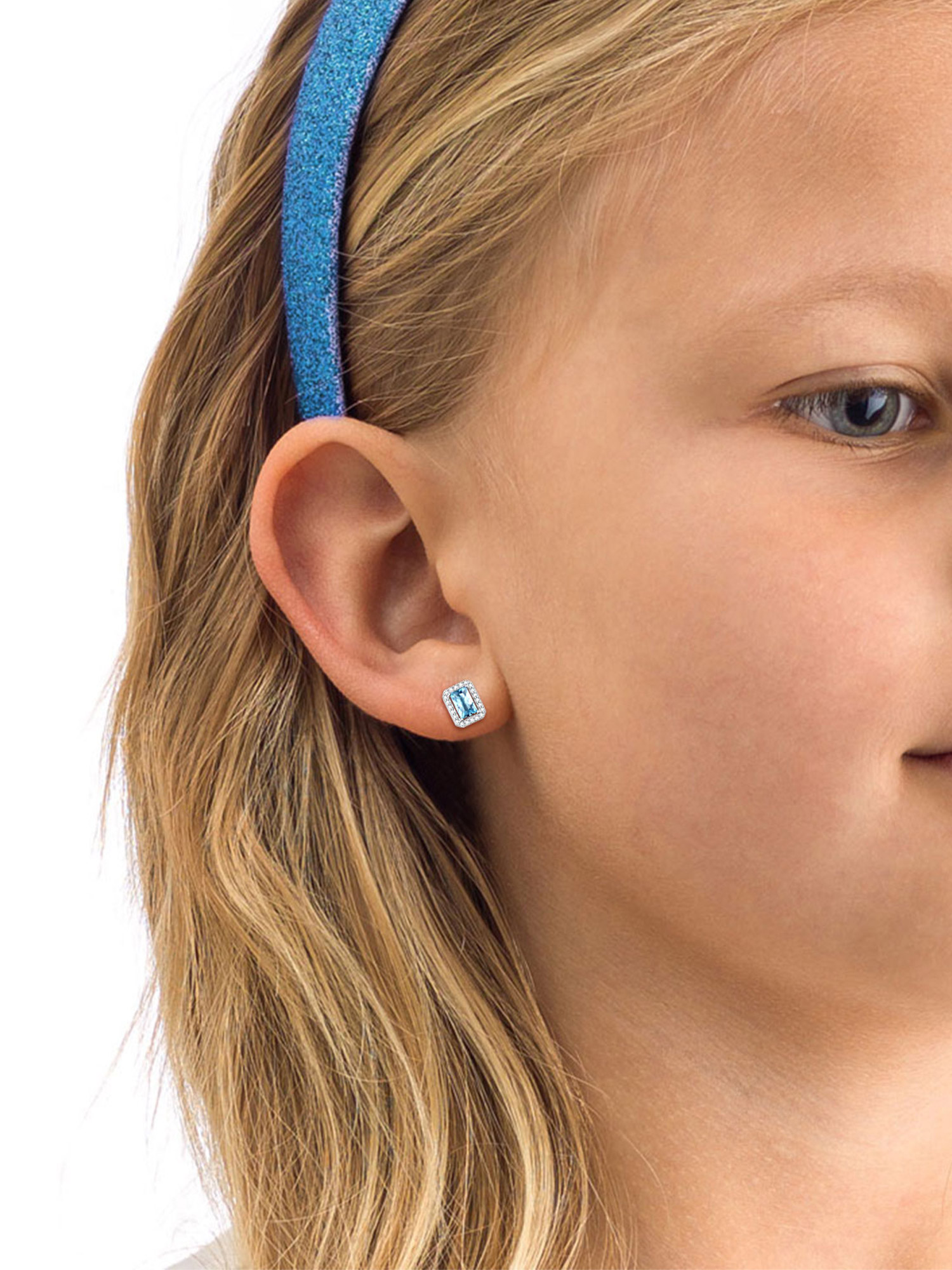 Square Birthstone Halo Stud Earrings for Women,  march birthstone, Aquamarine Pendant, Pisces Birthstone, Aries Birthstone, sterling silver jewelry, gift idea