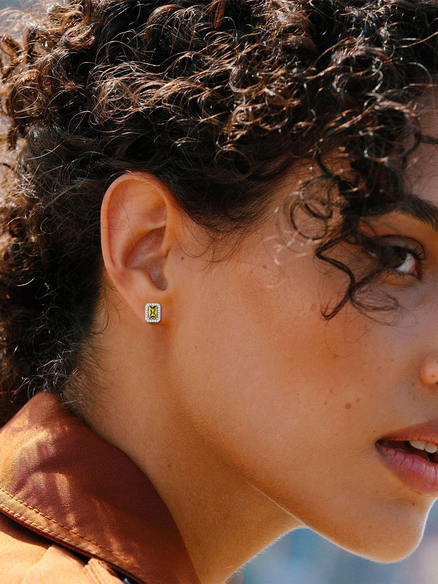 Square Birthstone Halo Stud Earrings for Women,  august birthstone, Peridot Earrings , Leo Birthstone, Virgo Birthstone, sterling silver jewlery, gift idea