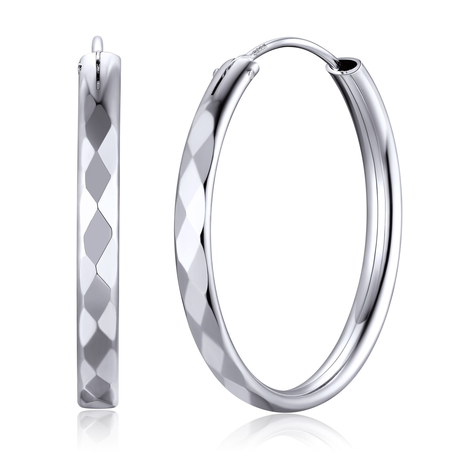 Plated Lightweight Round Circle Endless Hoops Earrings 