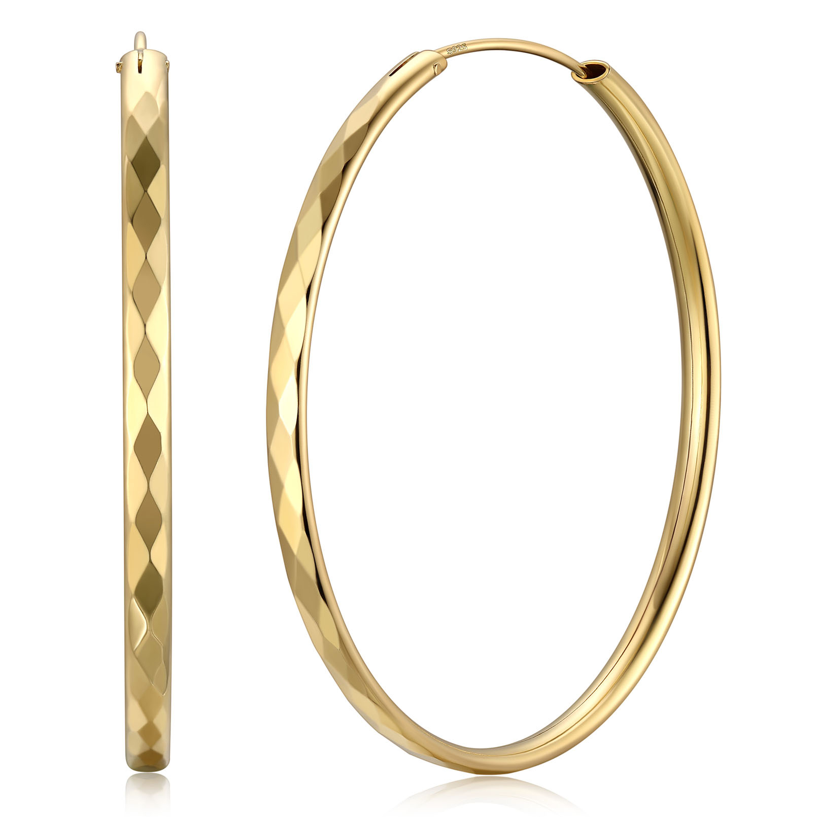 Plated Lightweight Round Circle Endless Hoops Earrings 