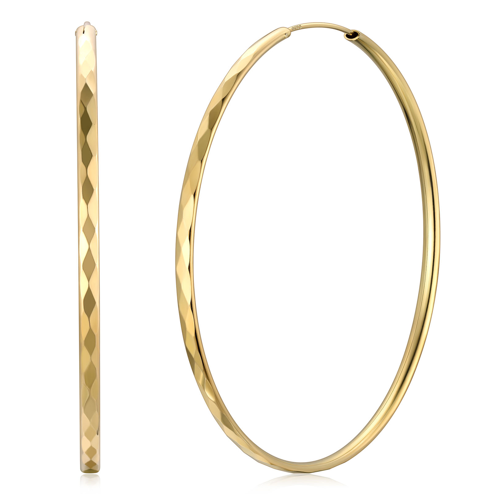 Plated Lightweight Round Circle Endless Hoops Earrings 