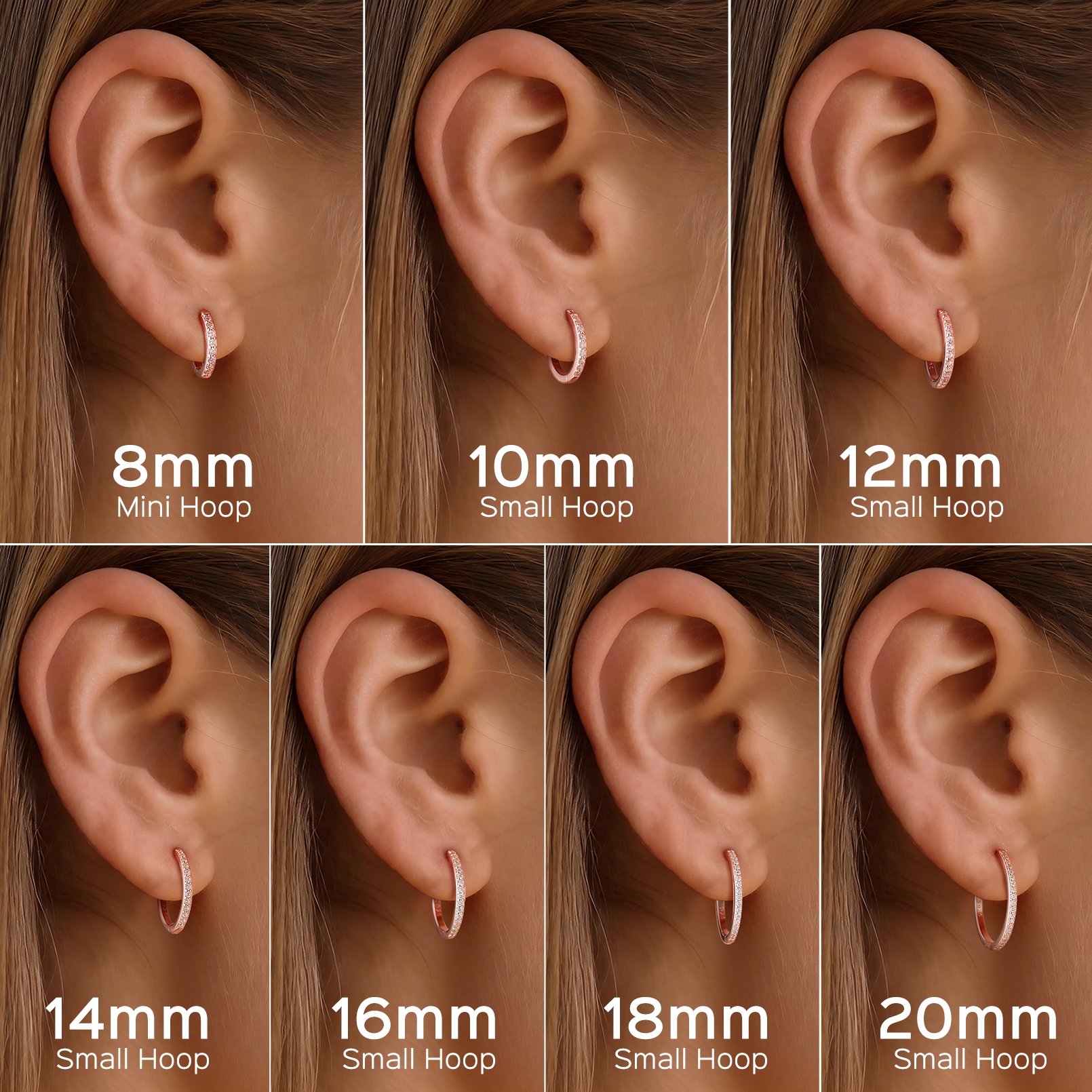 Cubic Zirconia Huggie Hoop Earring in Different Size