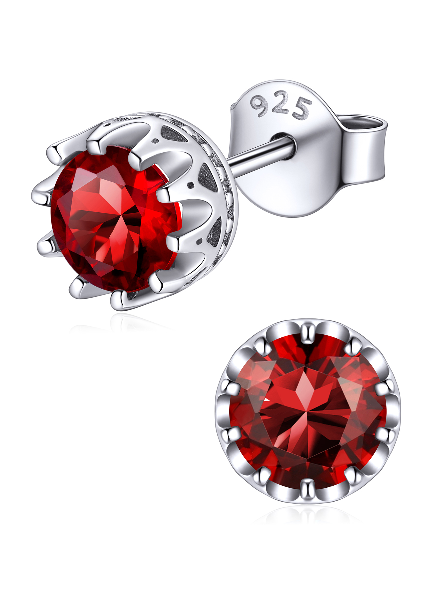 Solitaire Round Brilliant Birthstone Stud Earrings