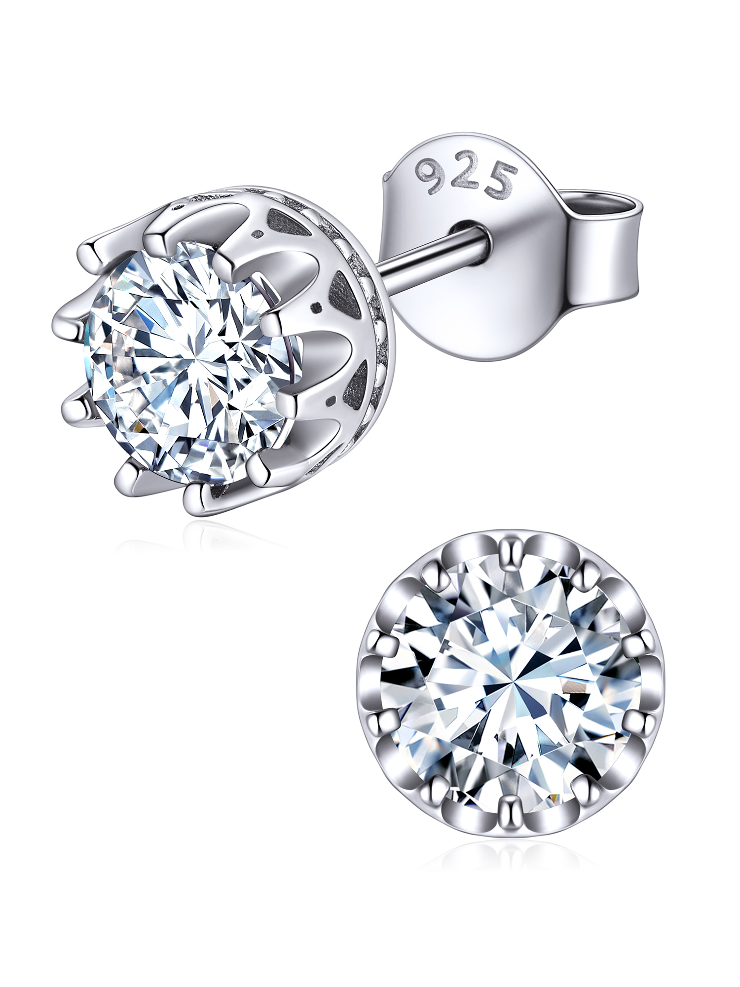 Solitaire Round Brilliant Birthstone Stud Earrings for her, april birthstone, Diamond Jewelry, Aries Birthstone, Taurus Birthstone, Birthstone Earrings, gift idea