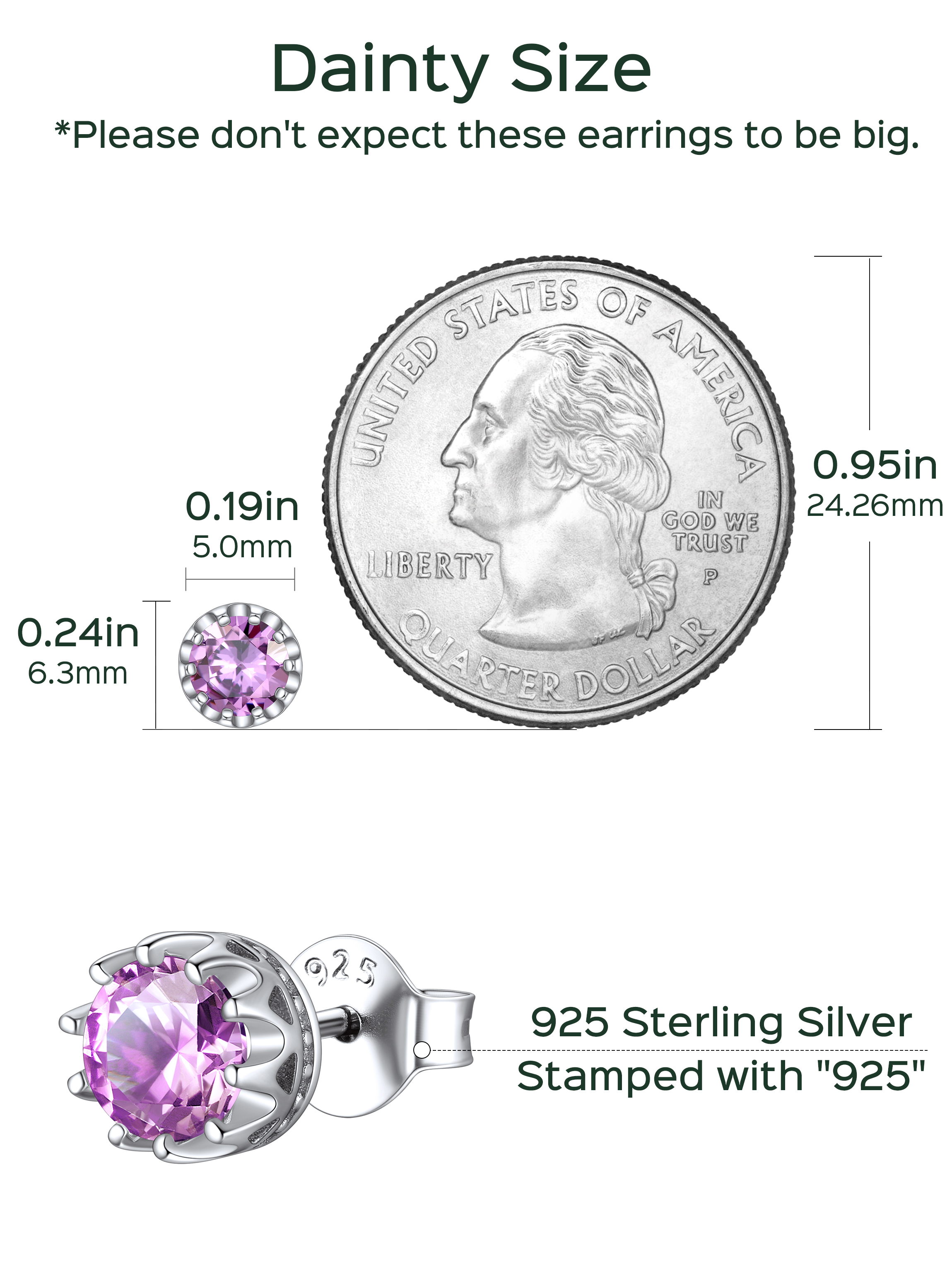 Solitaire Round Brilliant Birthstone Stud Earrings for her,  june birthstone, Alexandrite Jewelry, Gemini Birthstone, Cancer Birthstone, birthstone jewelry, gift idea