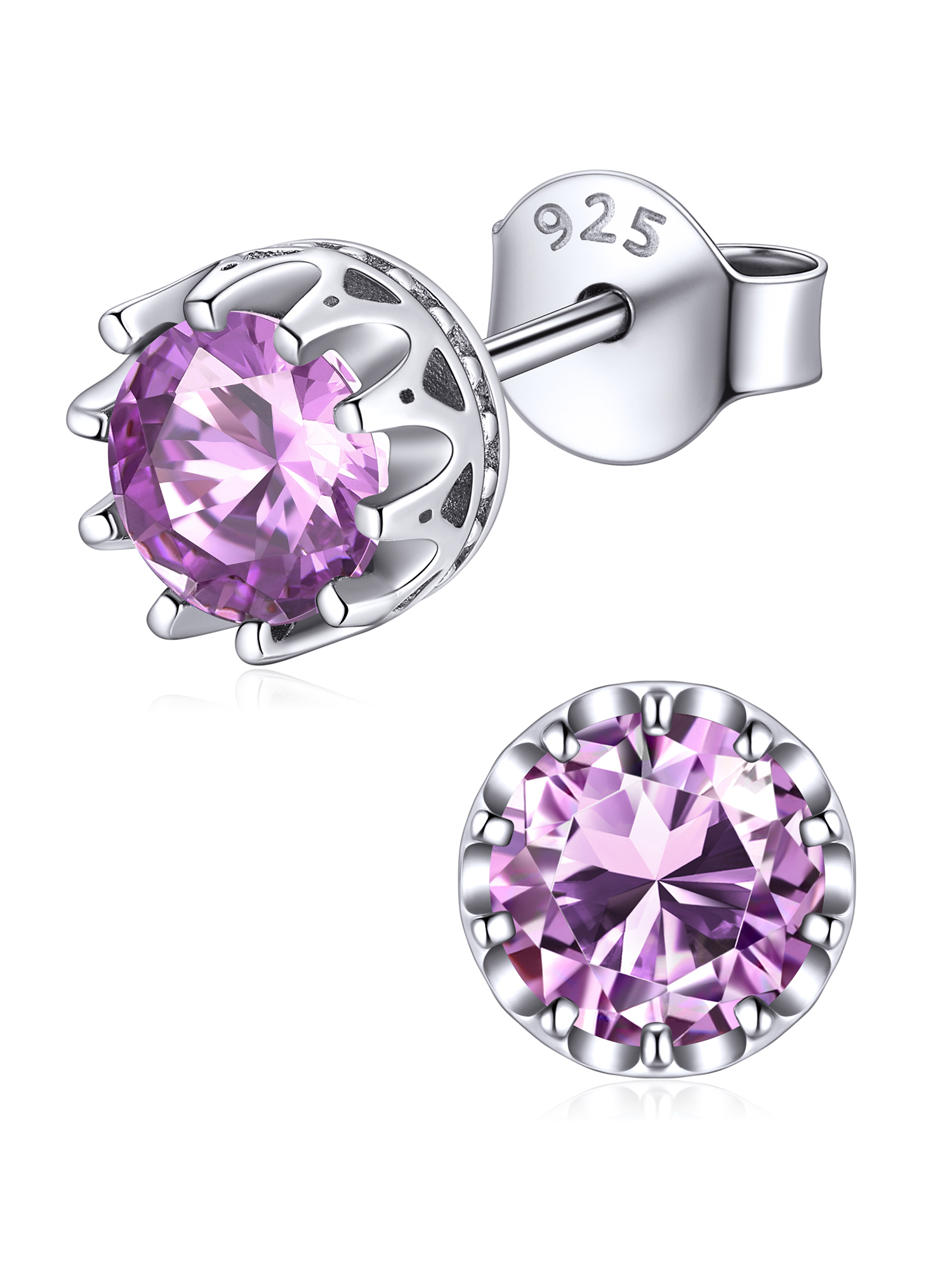 Solitaire Round Brilliant Birthstone Stud Earrings for her,  june birthstone, Alexandrite Jewelry, Gemini Birthstone, Cancer Birthstone, birthstone jewelry, gift idea