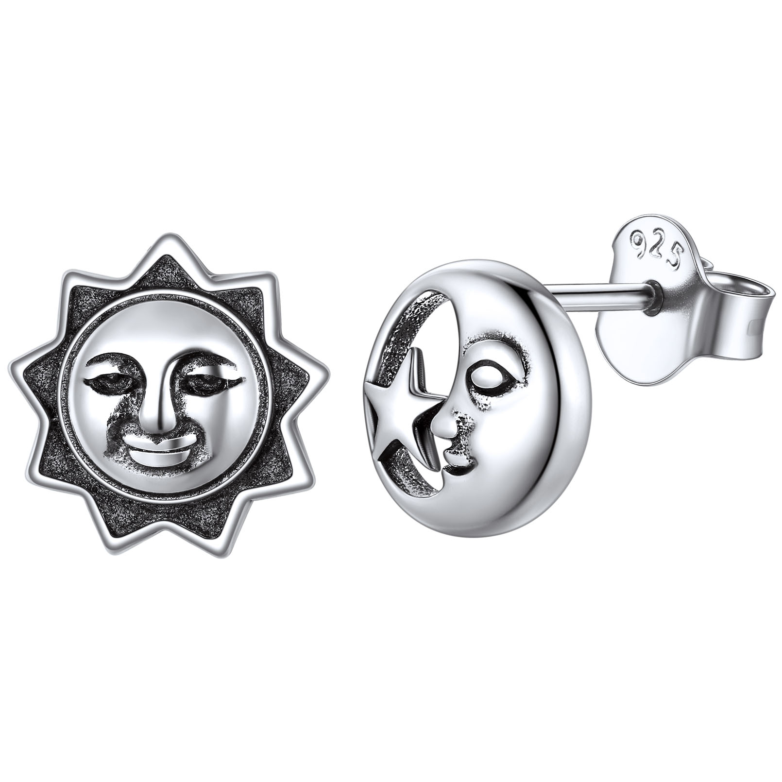 Star Sun Moon Vintage Dainty Mismatched Stud Earrings