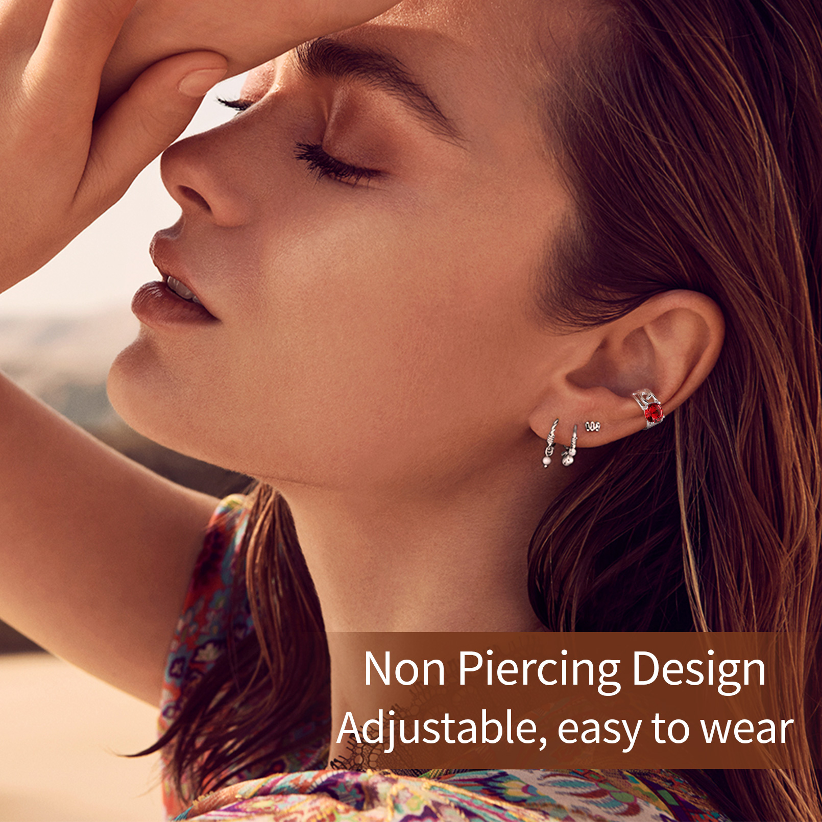 Sparkle Celtic Cuff Earrings with Birthstone for Women, Ladies, Mother, Friends, girlfriend