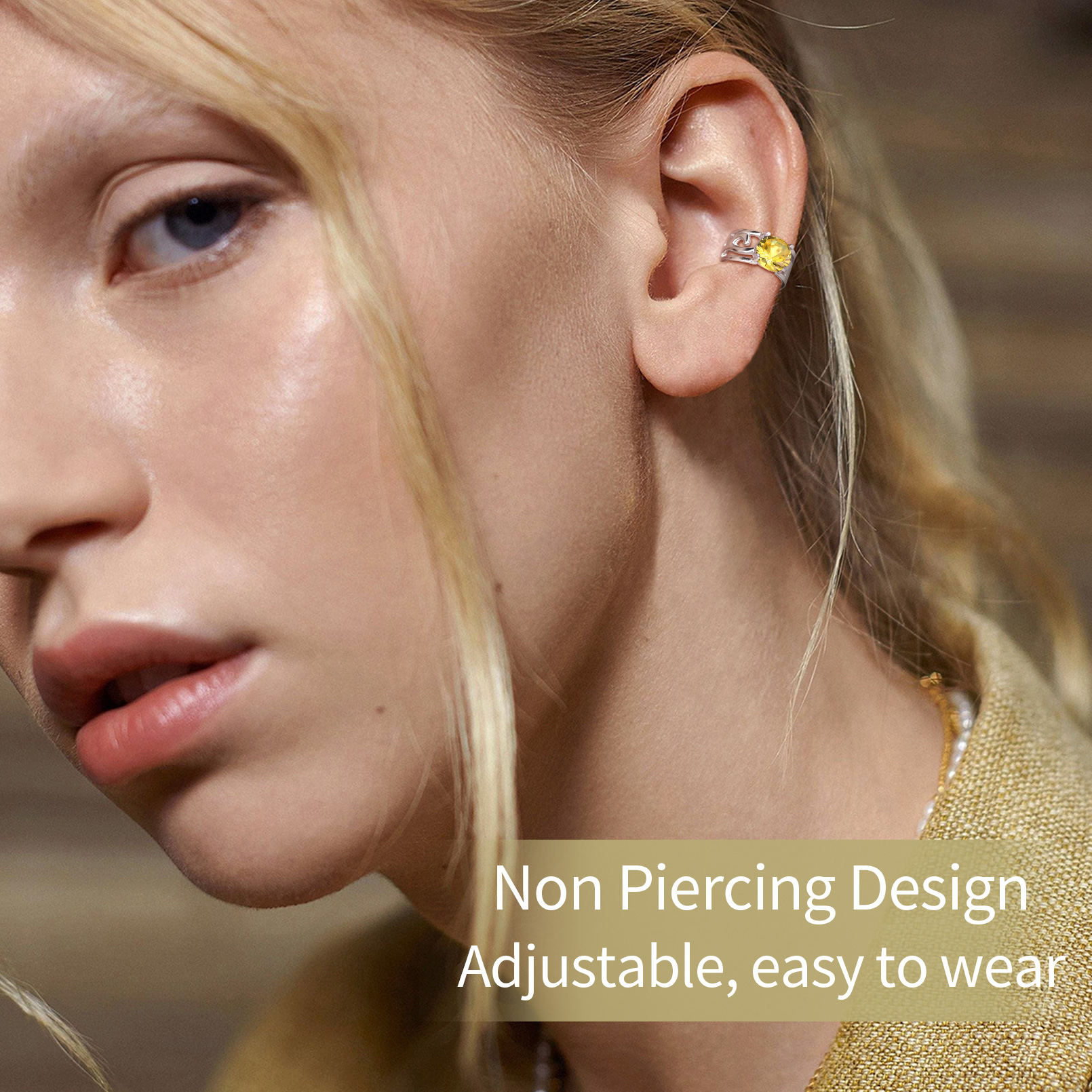 Sparkle Celtic Cuff Earrings with Birthstone for Women, Ladies, Mother, Friends, girlfriend