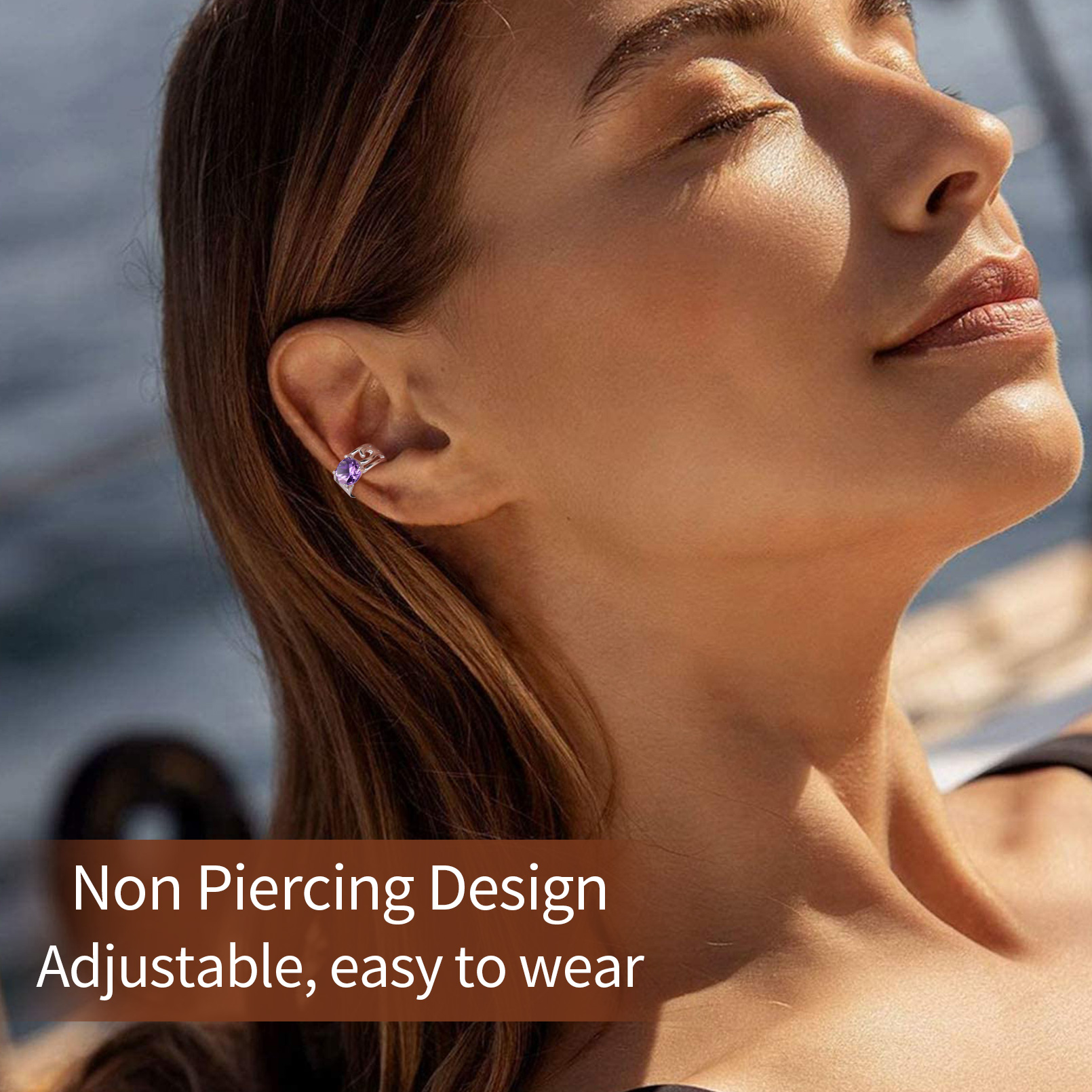 Sparkle Celtic Cuff Earrings with Birthstone for Women, Ladies, Mother, Friends, girlfriend