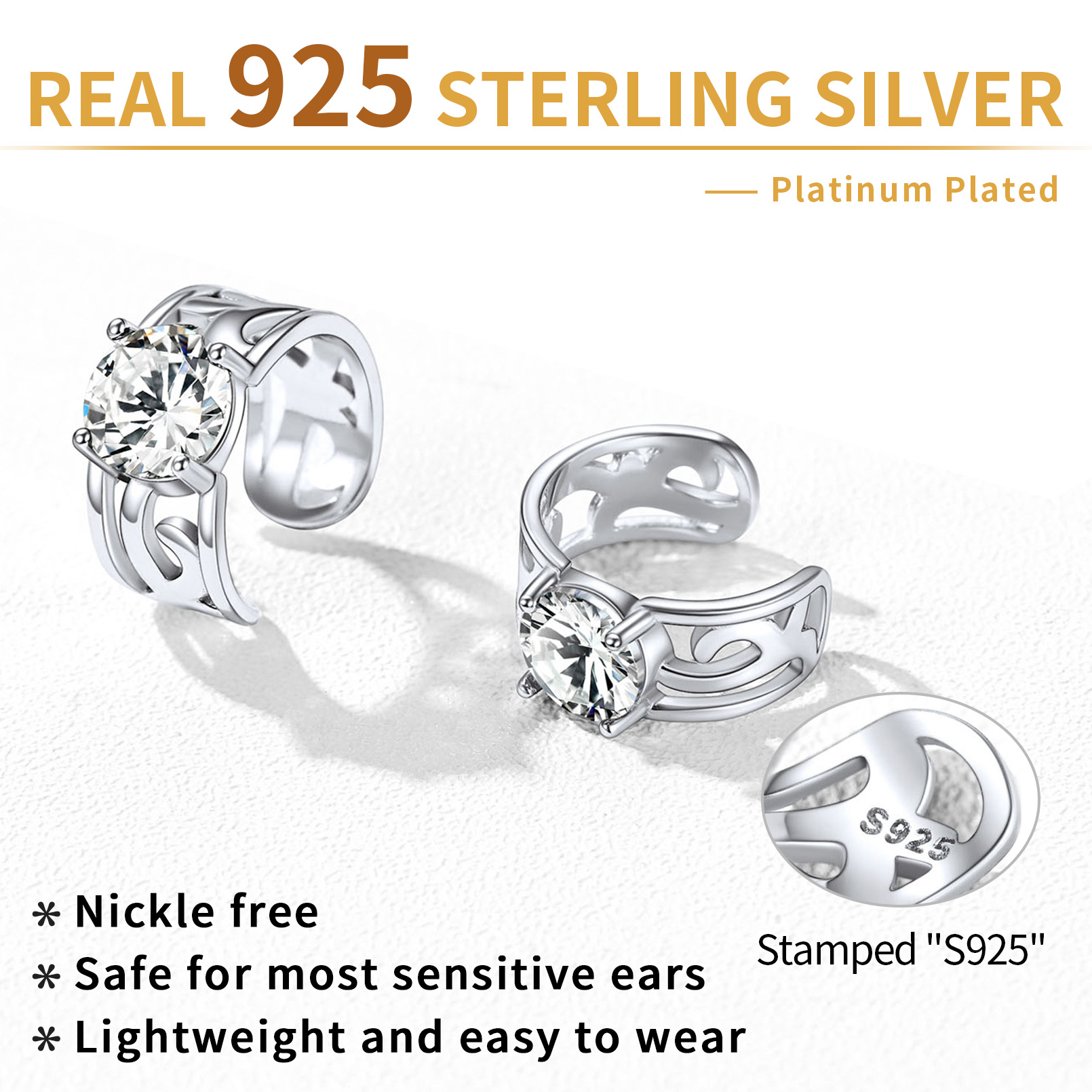 Sparkle Celtic Cuff Earrings with Birthstone