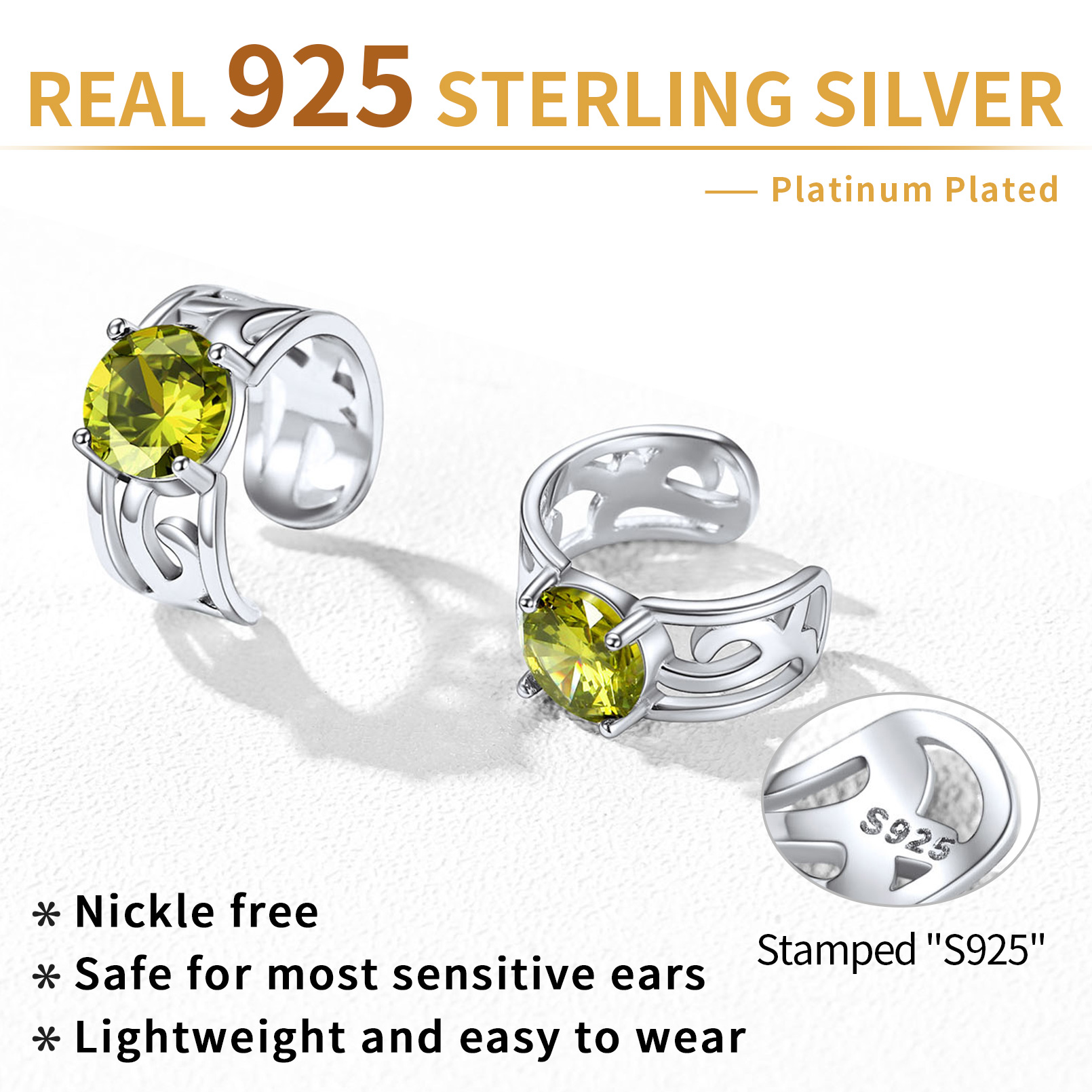 Sparkle Celtic Cuff Earrings with Birthstone