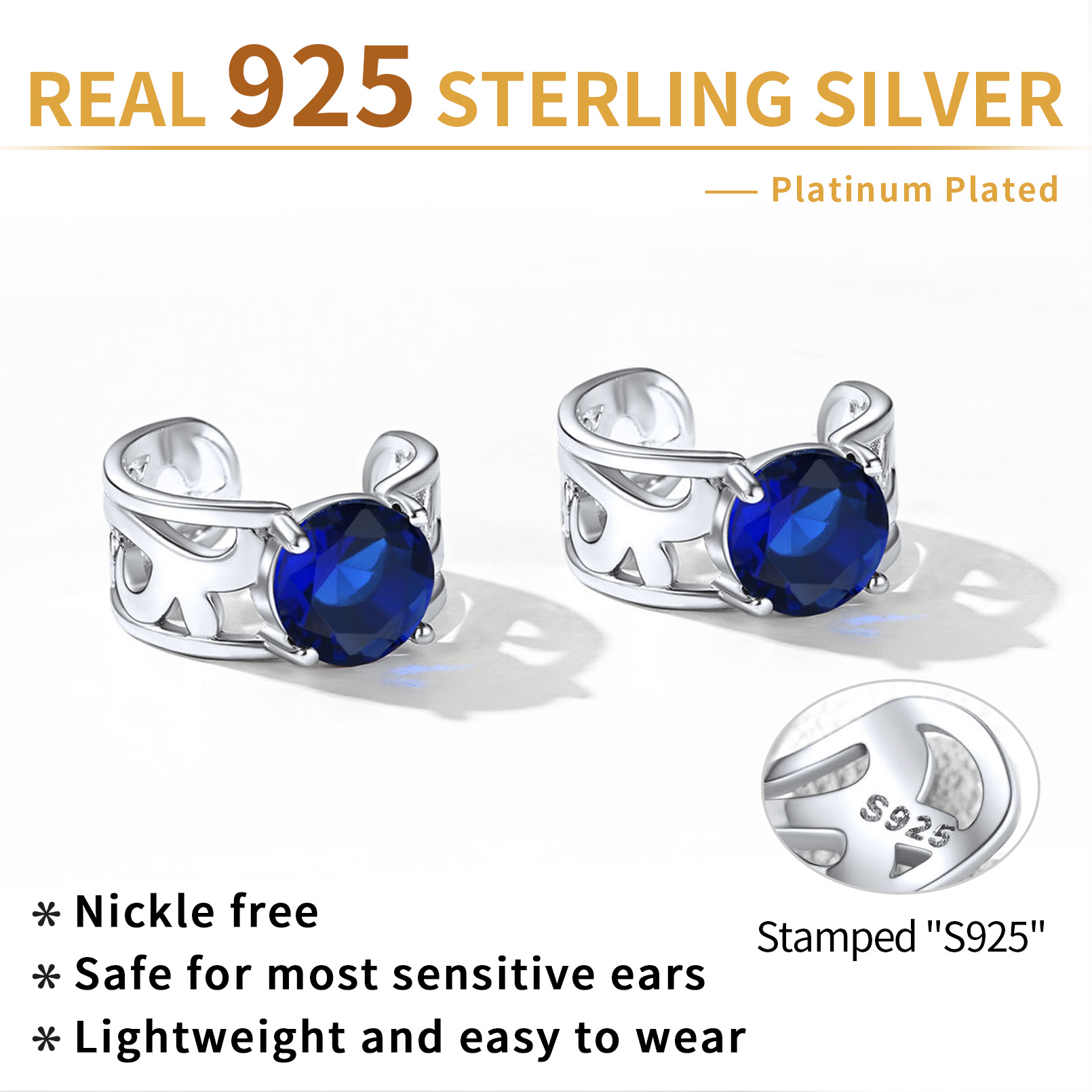 Sterling Silver & AAA+ Cubic Zriconia ChicSilver Sparkle Celtic Cuff Earrings with Birthstone