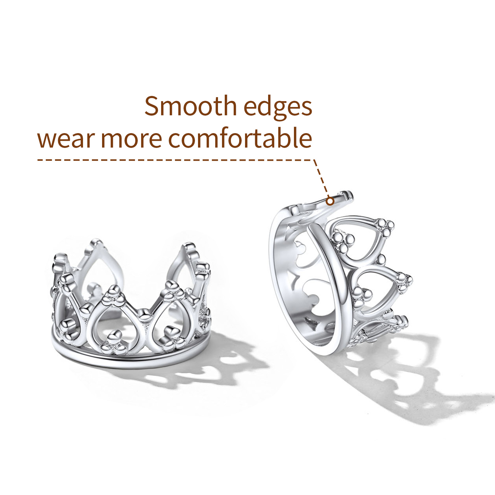 Crown Non Piercing Clip on Cartilage Cuff Earrings
