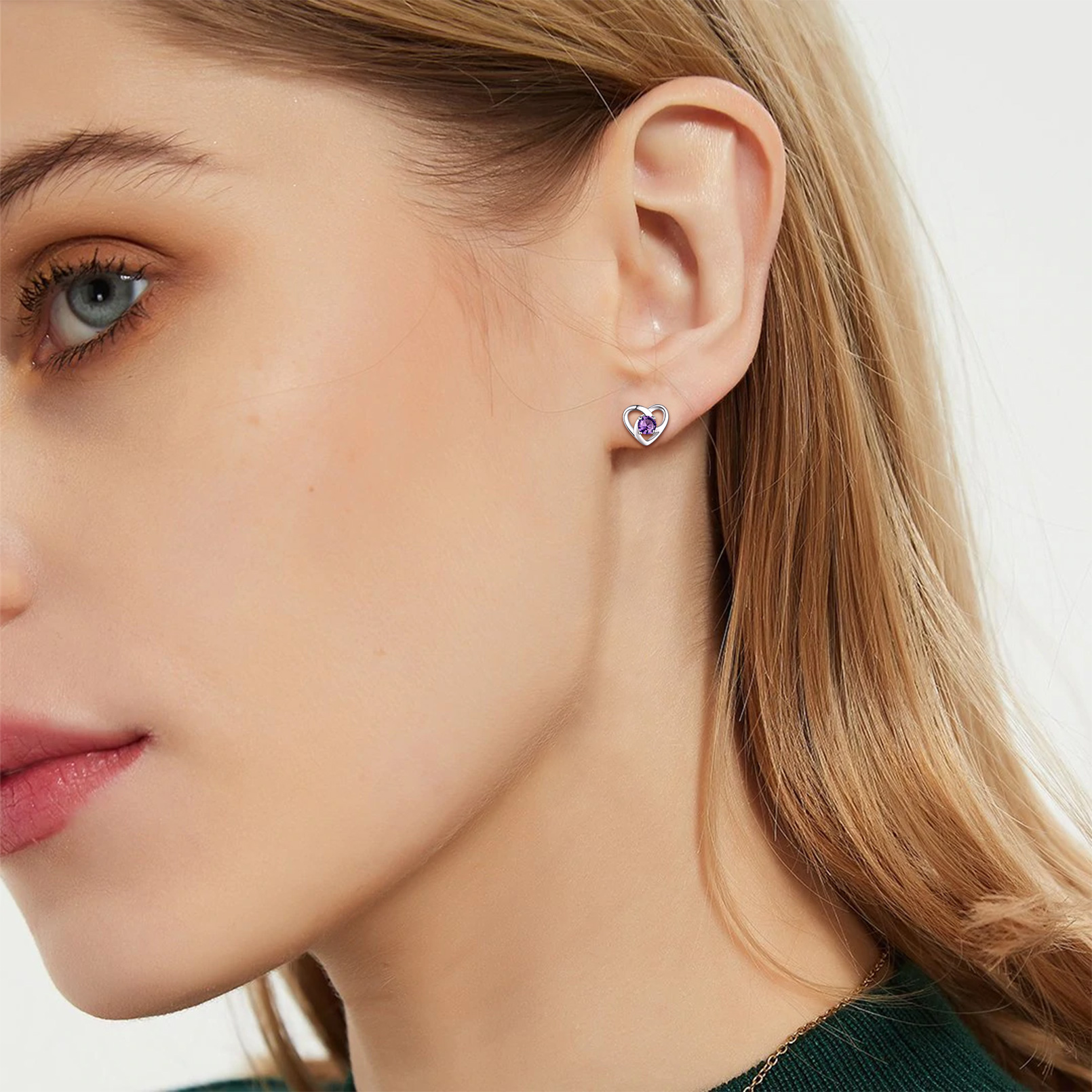 Celtic Knot Heart with February Birthstone Earrings for women