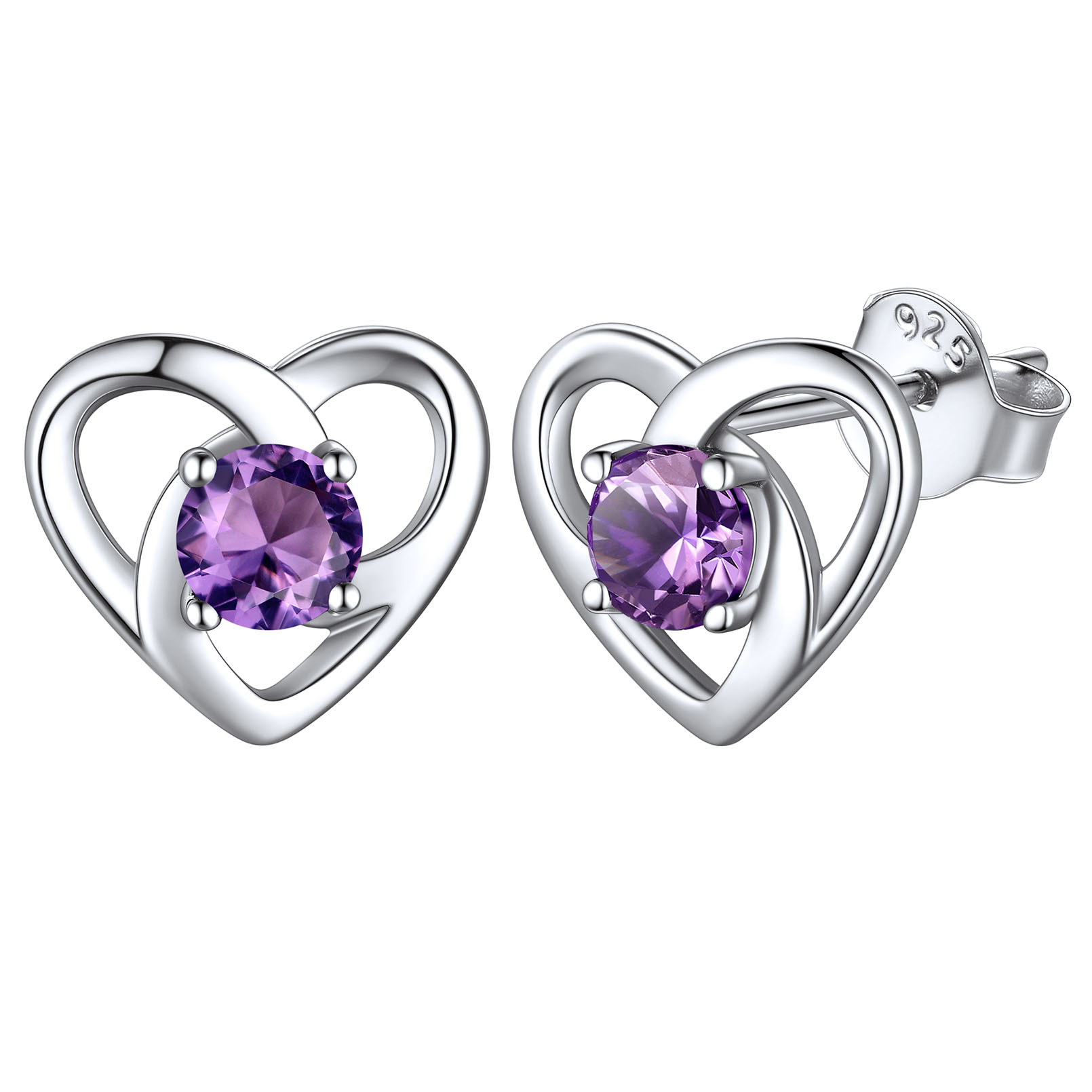 Celtic Knot Heart with February Birthstone Earrings for women