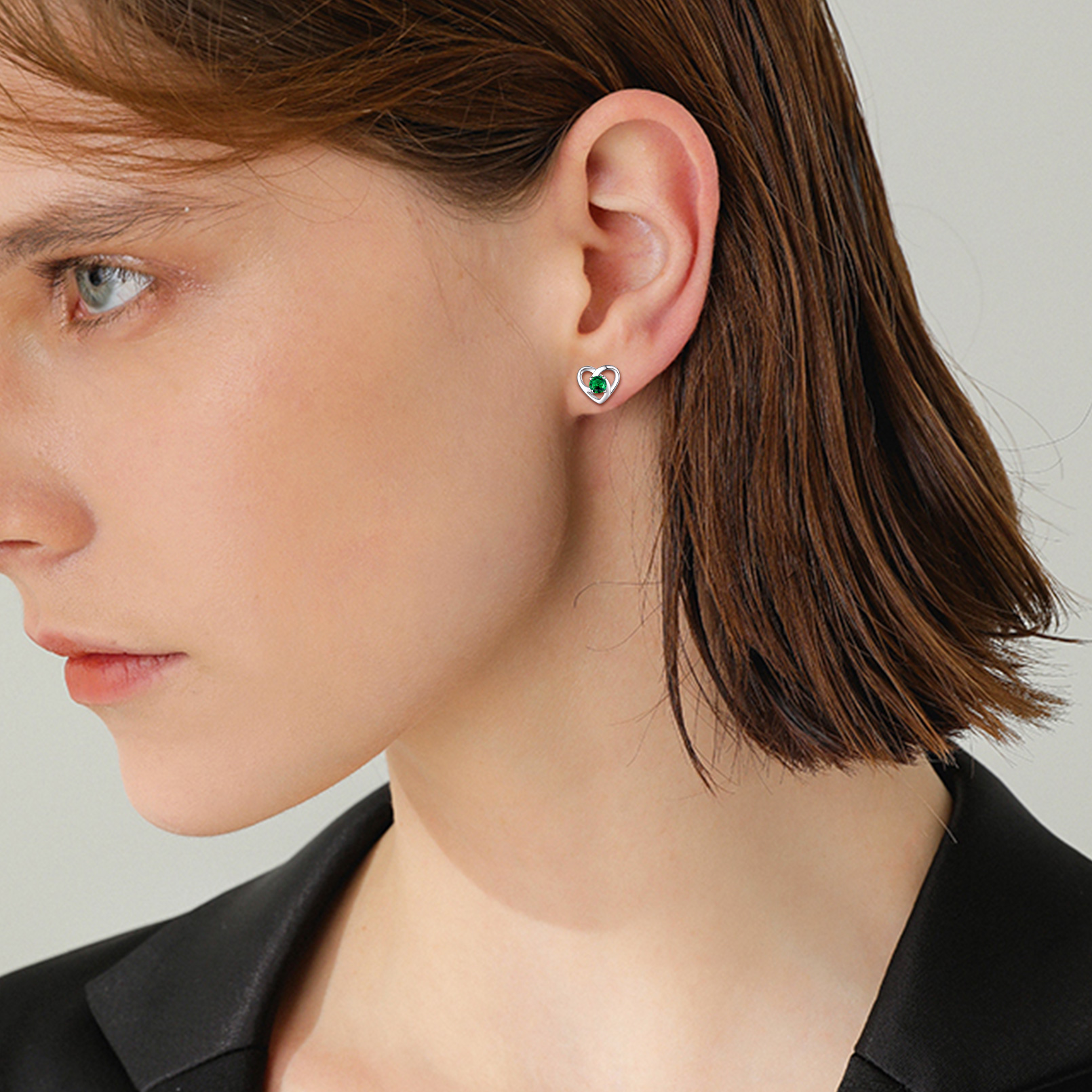 Celtic Knot Heart with May Birthstone Earrings for Women