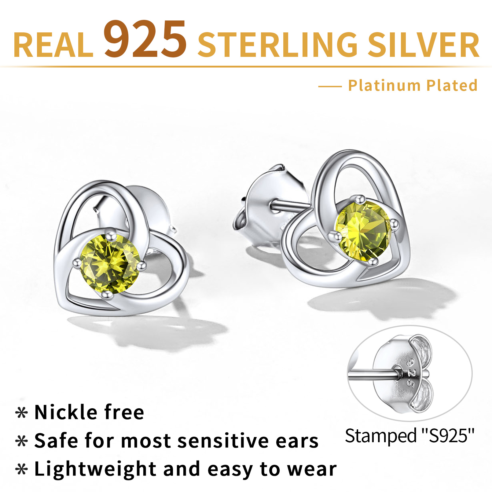 Sterling Silver Celtic Knot Heart with Birthstone Earrings for women