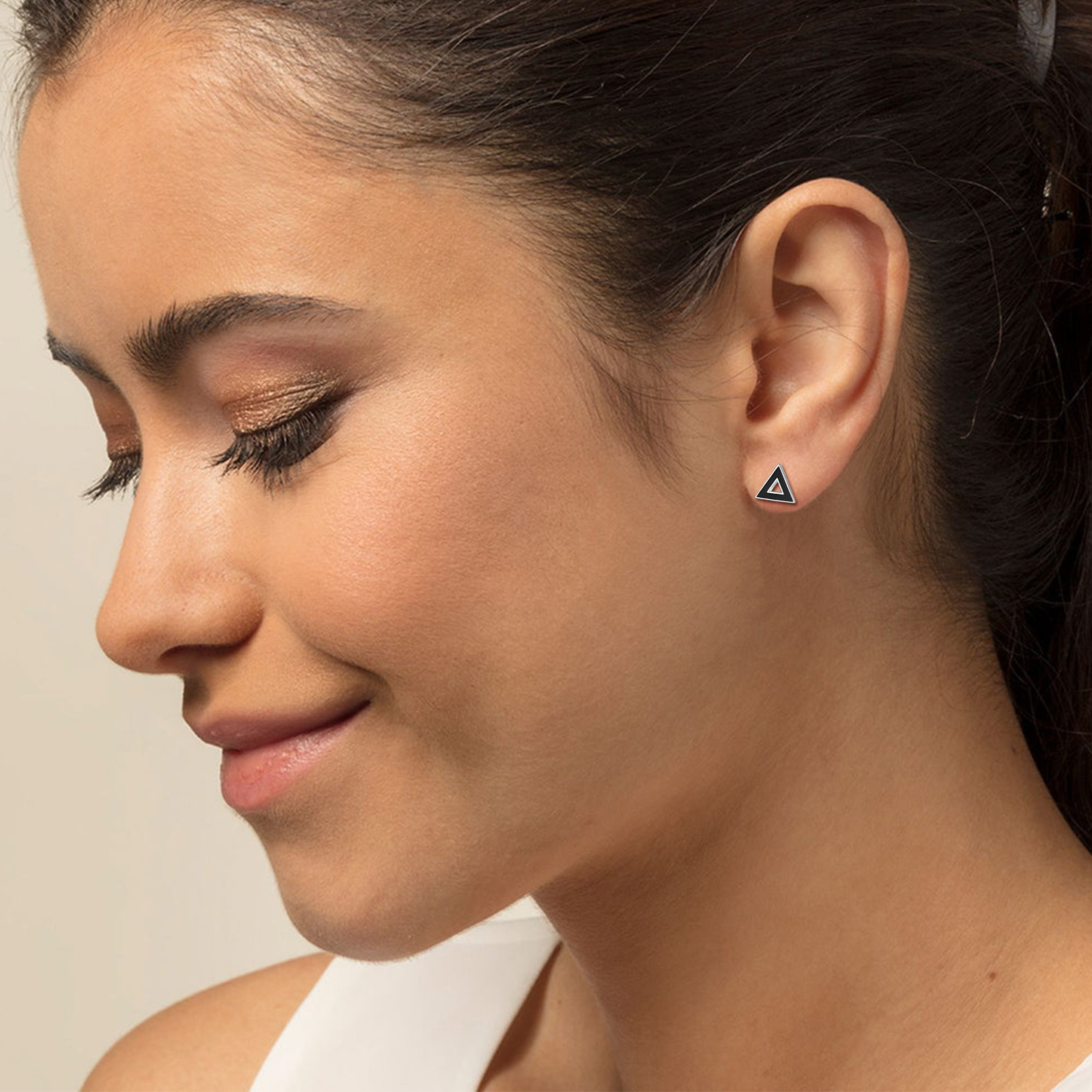 Small Black Hallow Triangle Earrings for Women