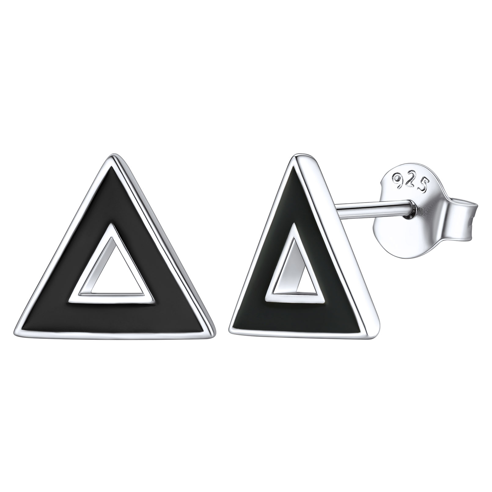 Small Black Hallow Triangle Earrings
