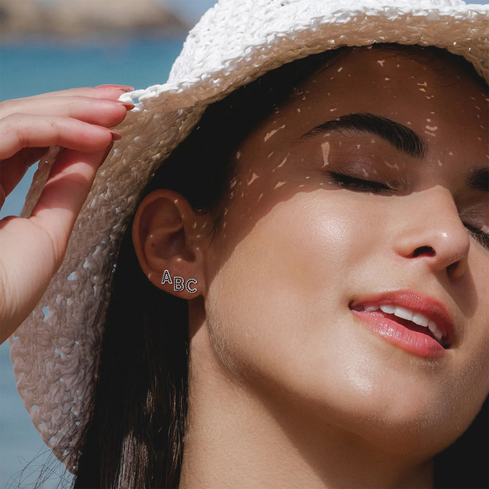 Dainty Black Cubic Zirconia Initial Alphabet Stud Earrings for Women, Ladies, Couples, girlfriend, wife