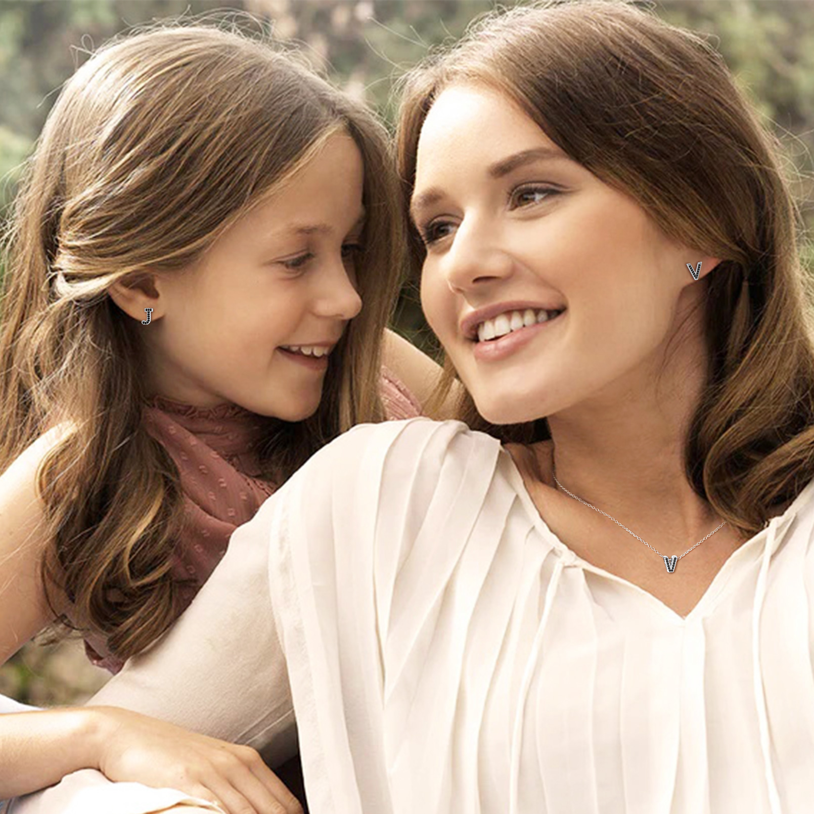 Dainty Black Cubic Zirconia Initial Alphabet Stud Earrings for Women, Ladies, Couples, girlfriend, wife