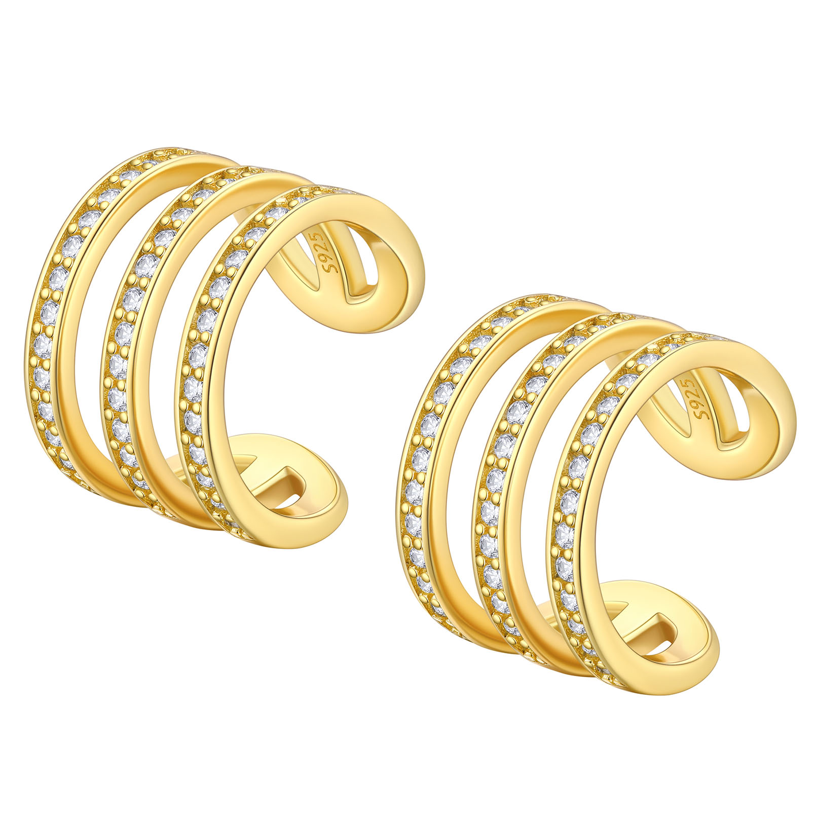 Sterling silver CZ Cuff Earrings for Her 