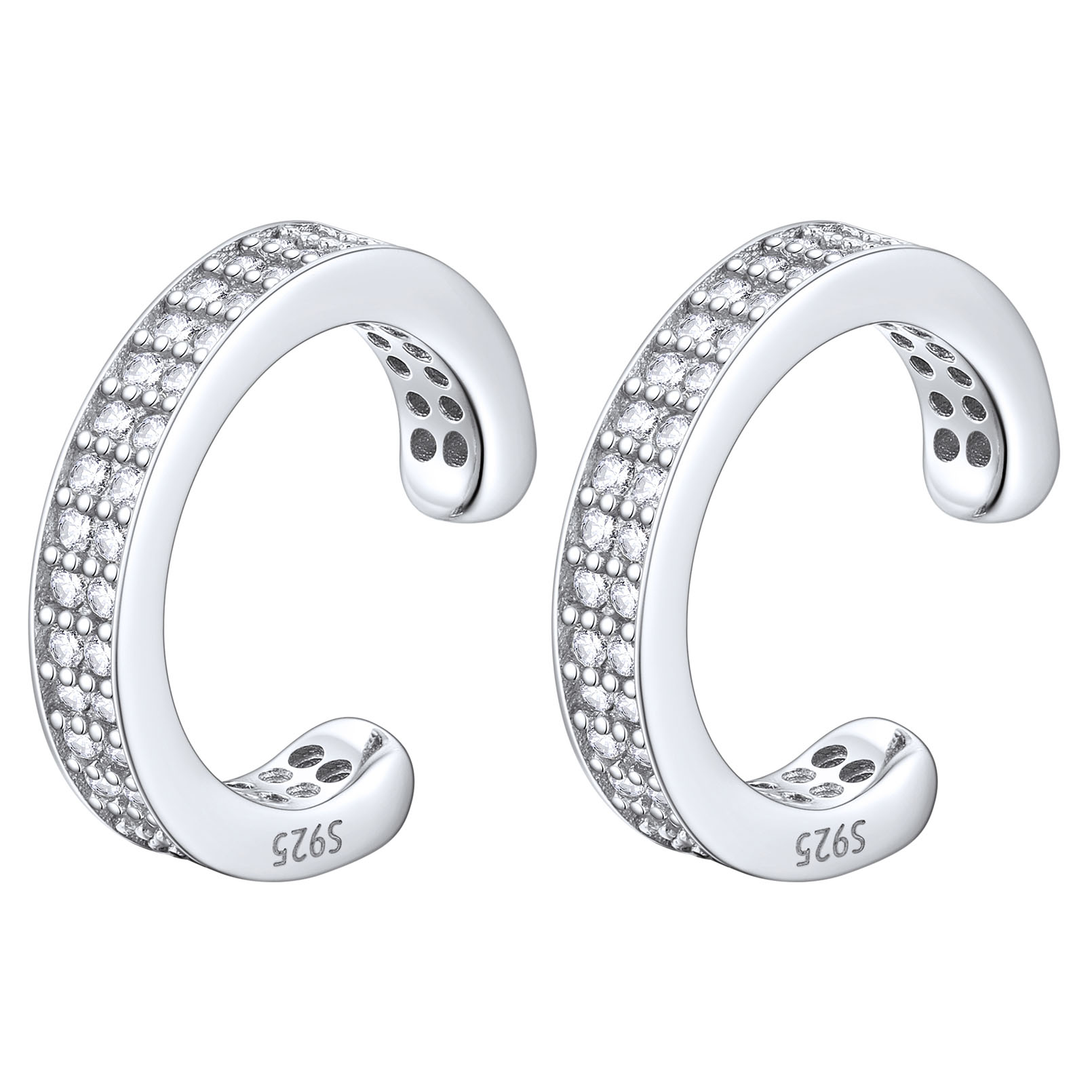 Sterling Silver CZ Cuff Earrings for Women