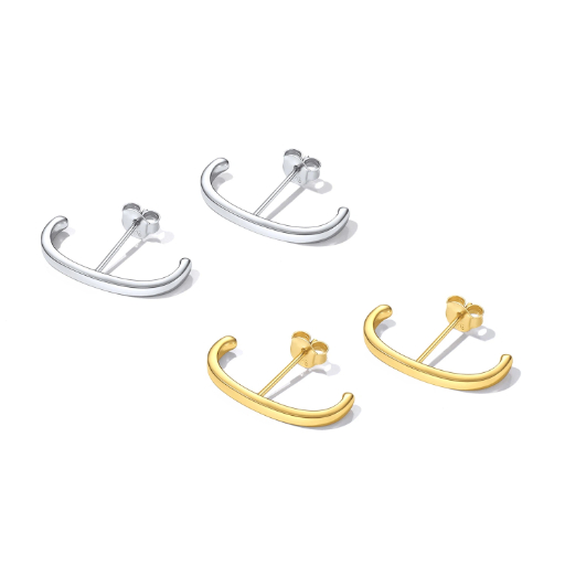 Sterling Silver C-Shape Studs Earrings Stud Earrings for Her