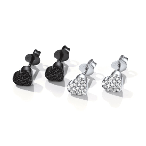 Sterling Silver 7mm Heart Stud Earrings for Women