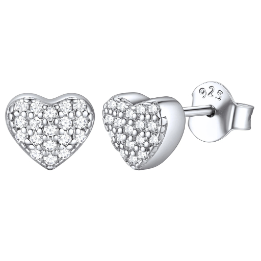 Sterling Silver 7mm Heart Stud Earrings for Women