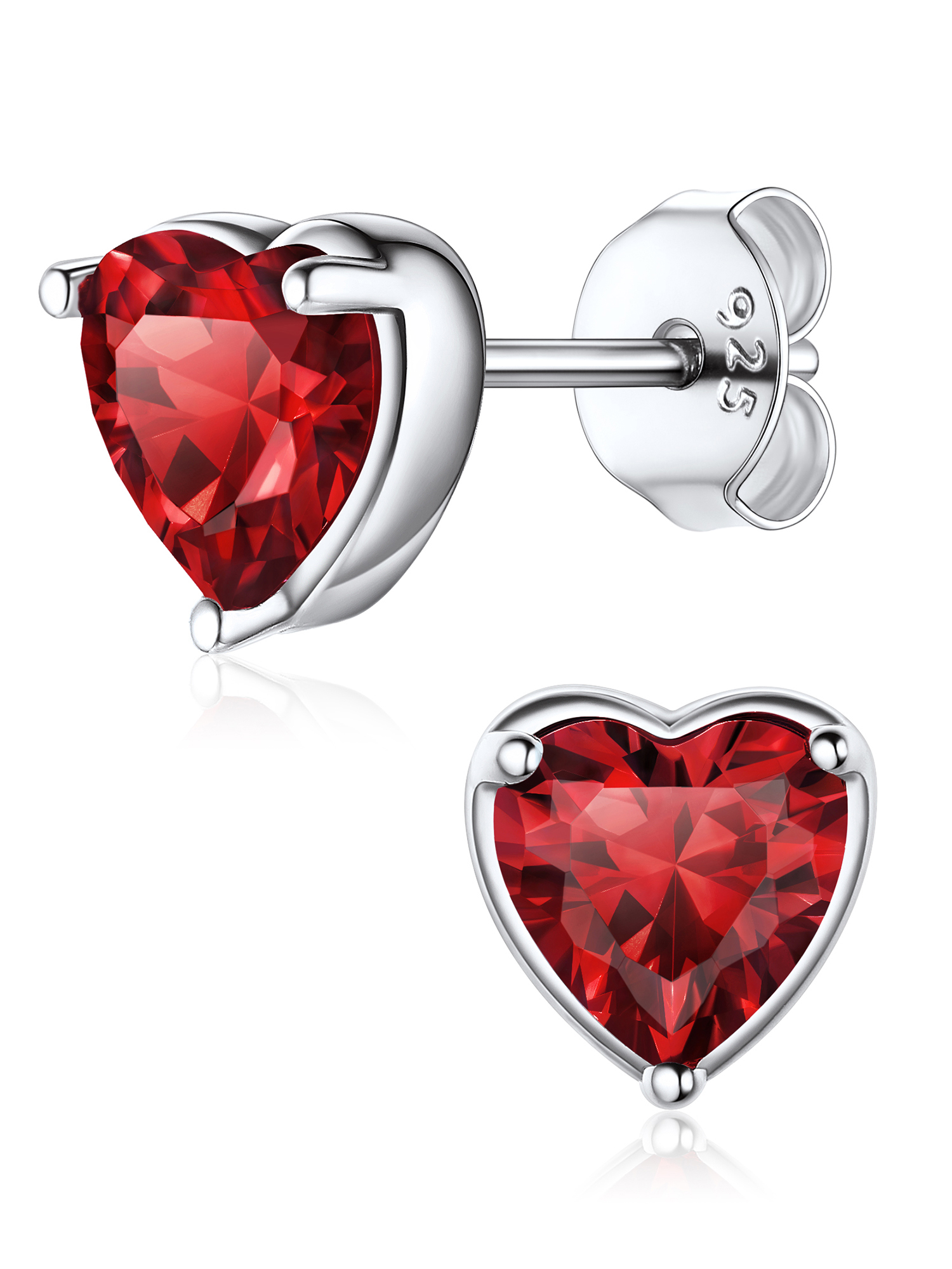 Heart Birthstone Halo Stud Earrings