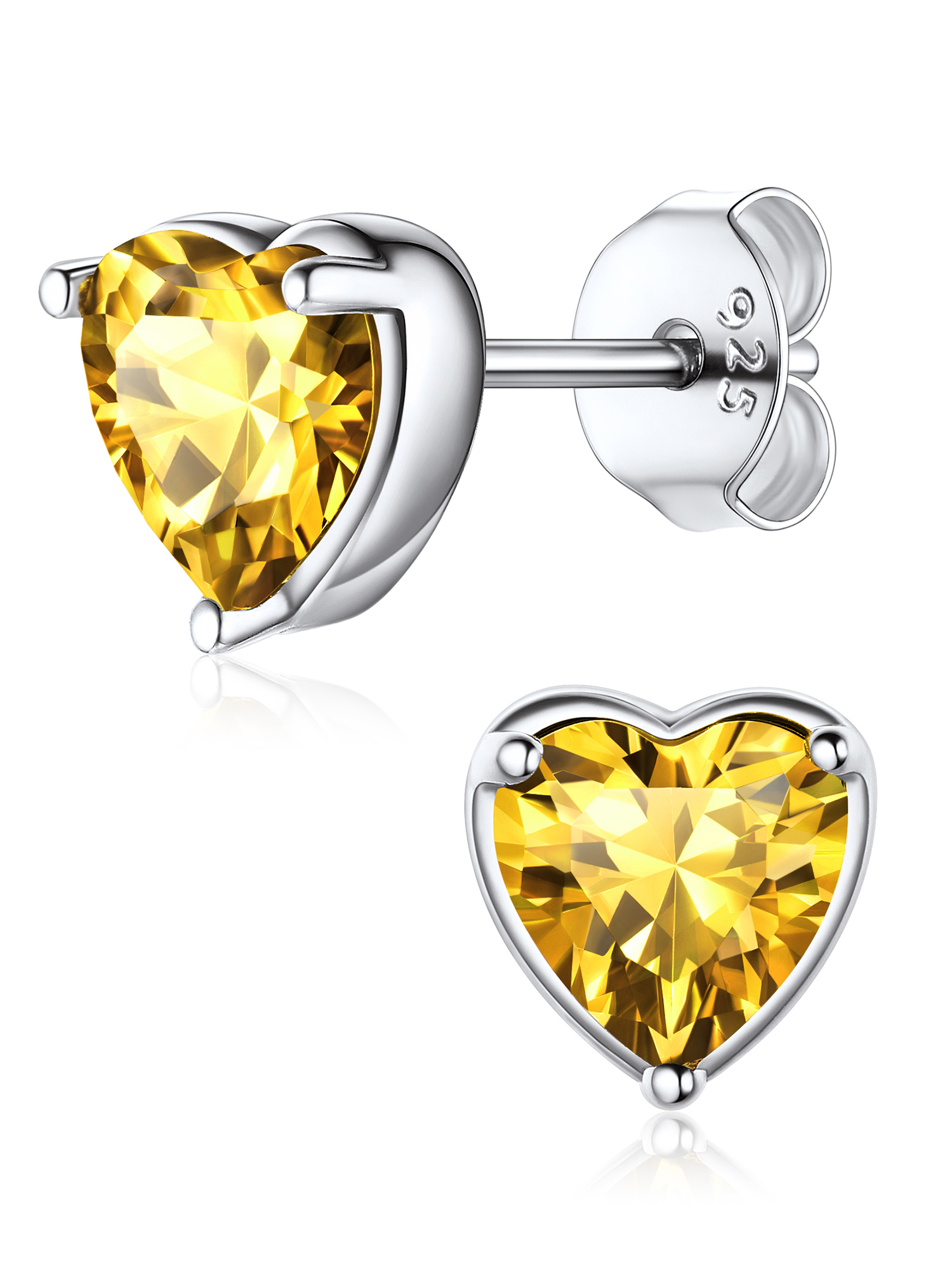 Heart Birthstone Halo Stud Earrings for women, November birthstone, Citrine Jewelry, Scorpio Birthstone, Sagittarius Birthstone, sterling silver jewelry, memorial gift, gift idea