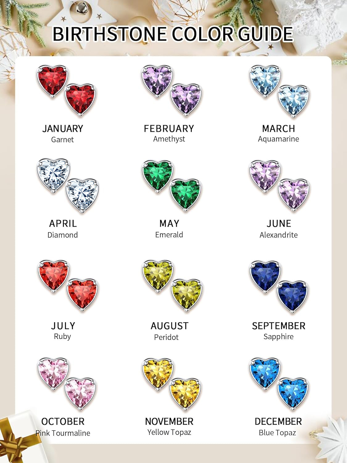 Heart Birthstone Halo Stud Earrings for women, birthstone Earrings, sterling silver jewlery, gem jewelry, sterling silver jewelry, gift idea