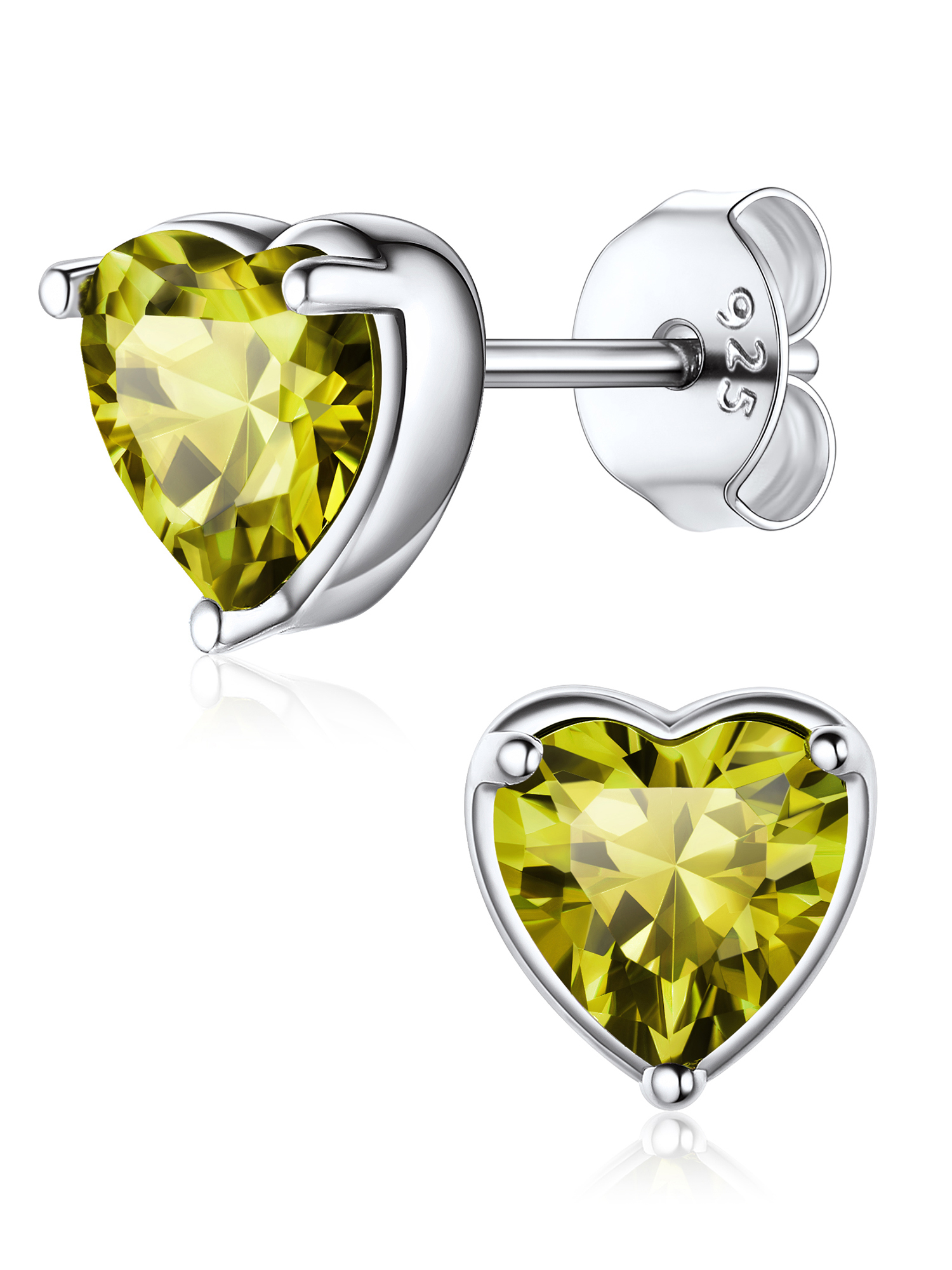 Heart Birthstone Halo Stud Earrings for women, august birthstone, Peridot Necklace, Leo Birthstone, Virgo Birthstone, sterling silver jewelry, gift idea