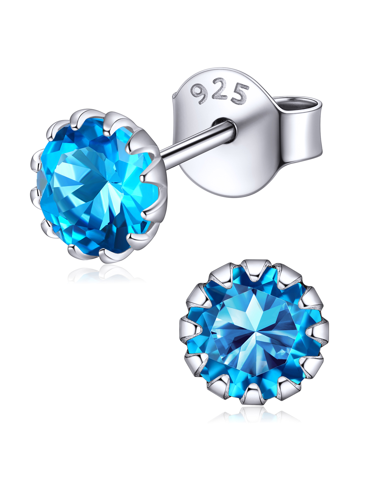 Round Cut Birthstone Stud Earrings for Ladies, december birthstone, Blue Topaz Jewelry, Sagittarius Birthstone,  topaz birthstone, Capricorn Birthstone, christmas gift, gift idea