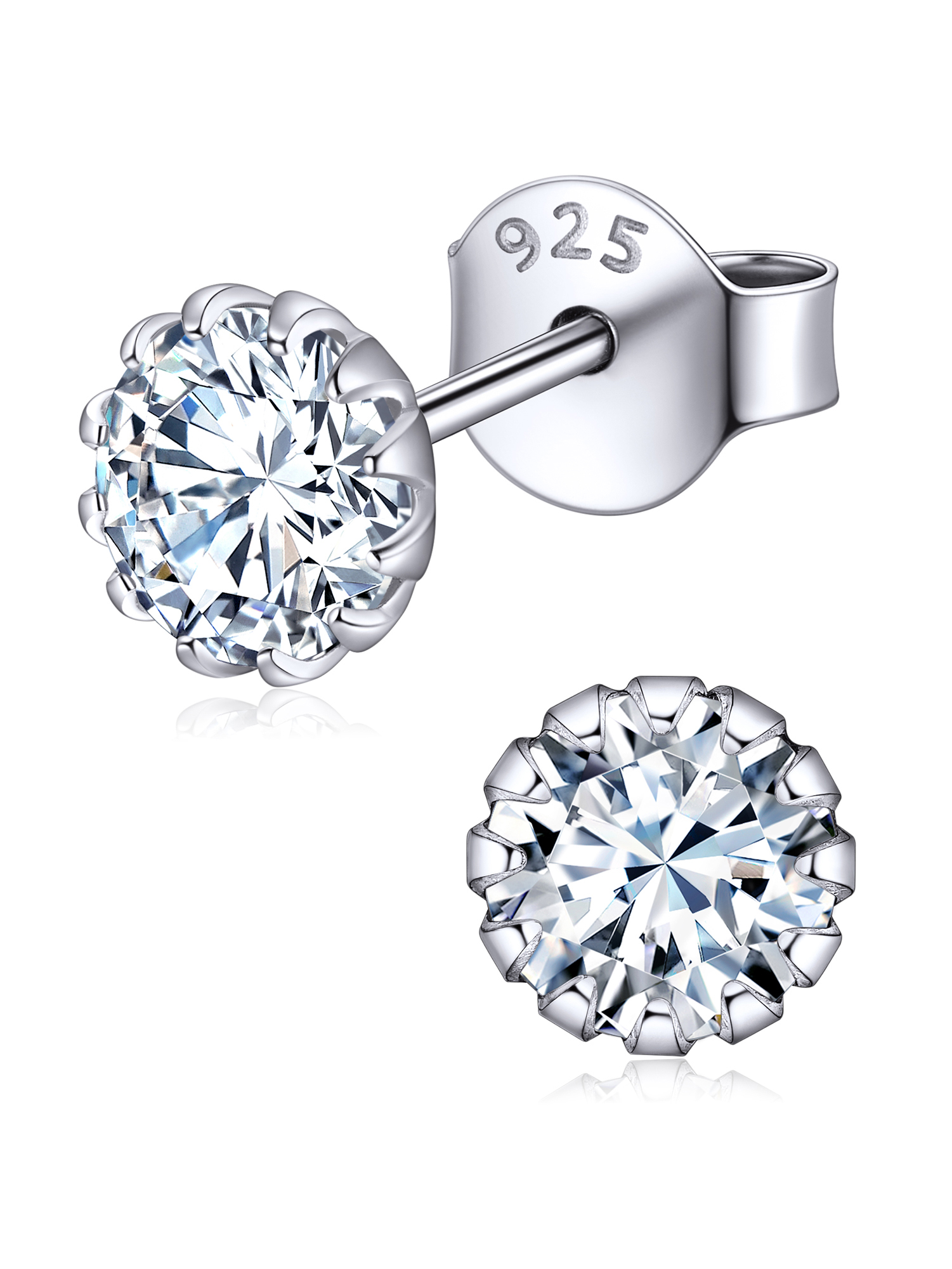 Round Cut Birthstone Stud Earrings for Ladies,  jan birthstone, april birthstone, Diamond Jewelry, Aries Birthstone, Taurus Birthstone, birthstone Earrings, gift idea