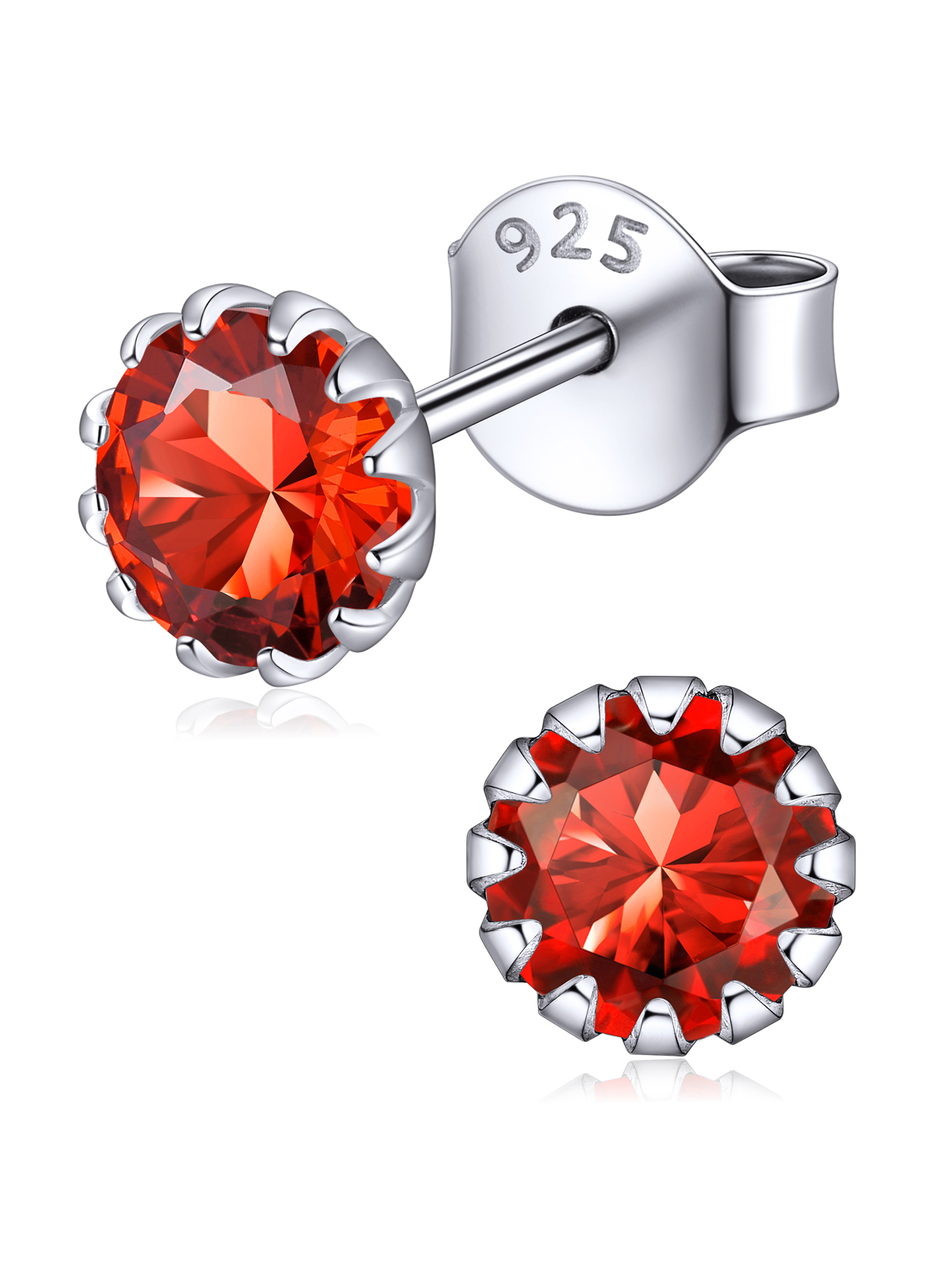 Round Cut Birthstone Stud Earrings for Ladies,  july birthstone, Ruby Pendant, Cancer Birthstone, Leo Birthstone, sterling silver jewelry, gift idea