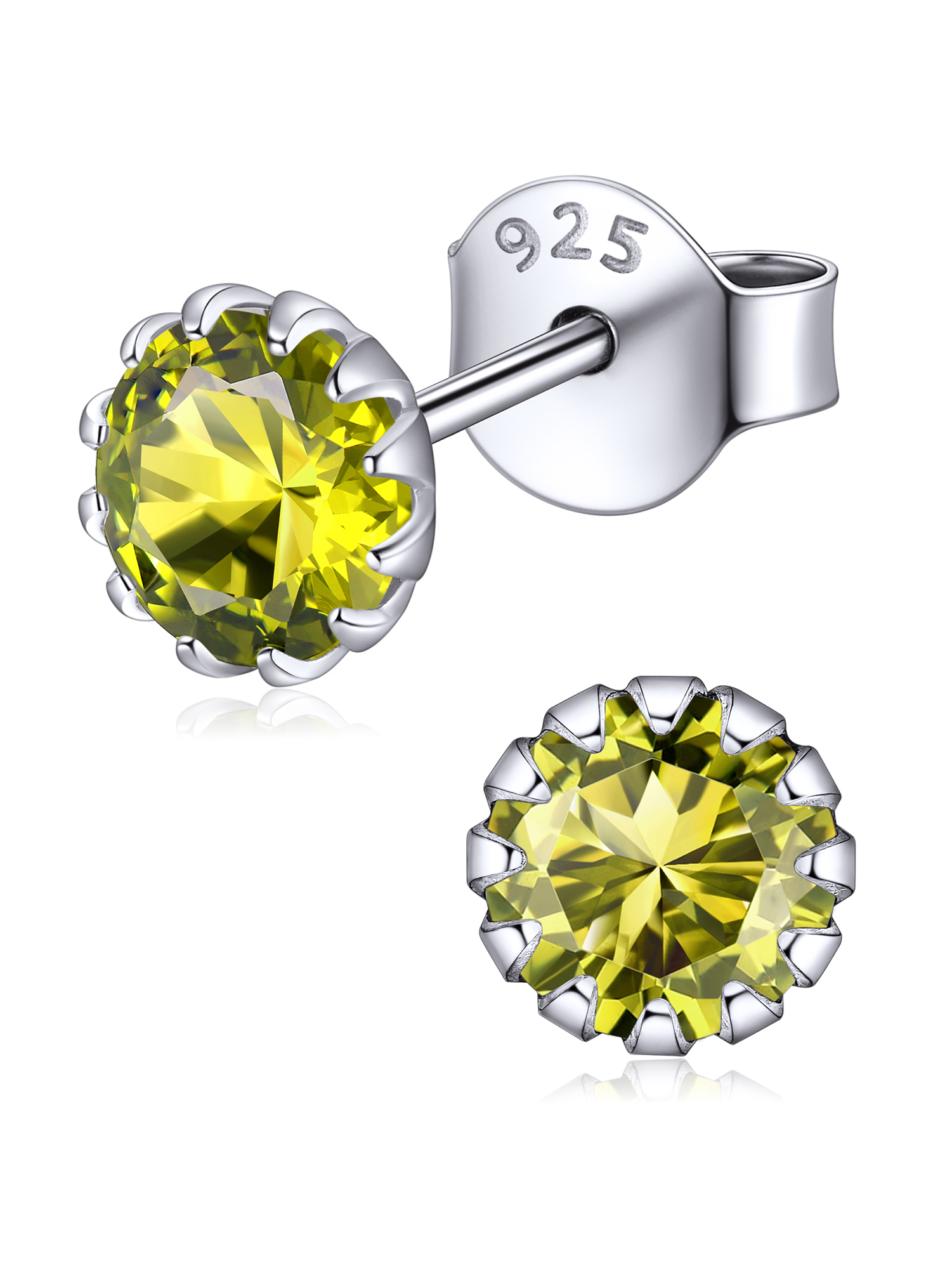 Round Cut Birthstone Stud Earrings for Ladies,  august birthstone, Peridot Earrings, Leo Birthstone, Virgo Birthstone, sterling silver jewelry, gift idea