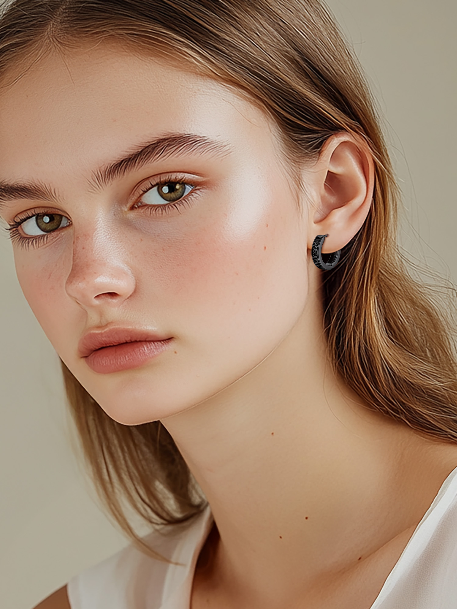 Runes Hoop Hypoallergenic Huggie Earrings for Women