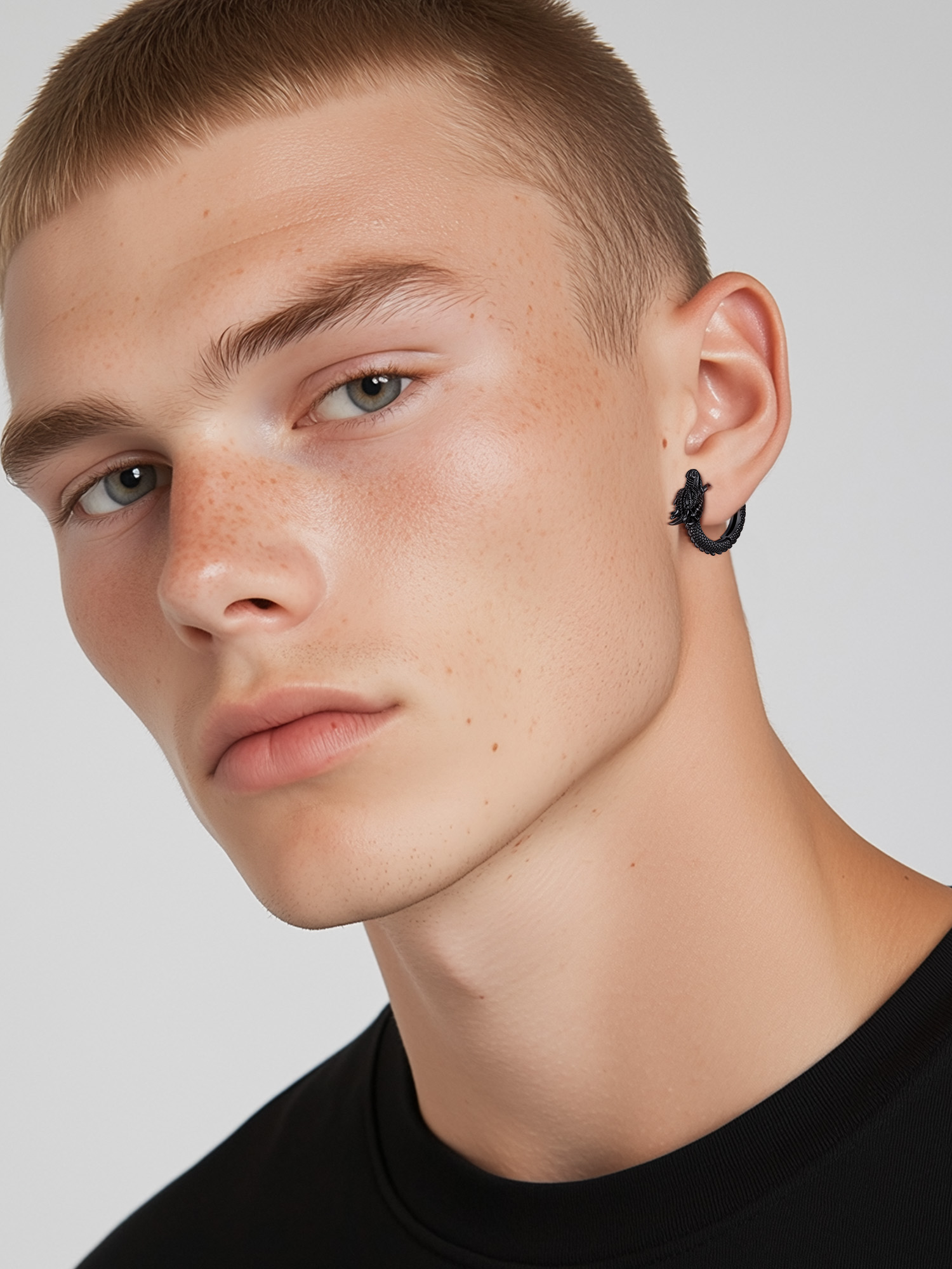 Hypoallergenic Dragon Earrings Hoop Earrings for Men