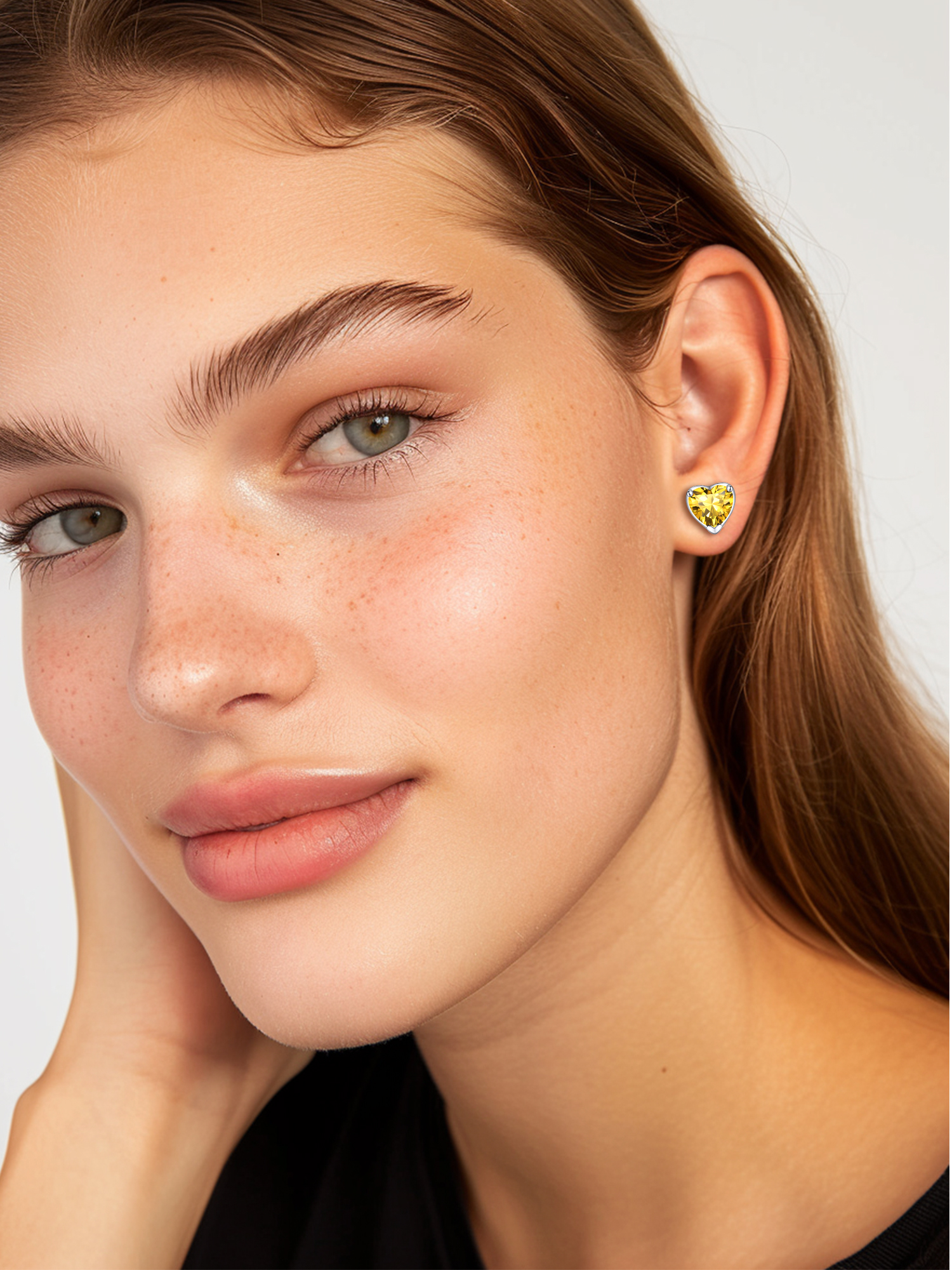 8mm Heart Prongs Set with Heart Birthstone Stud Earrings for women