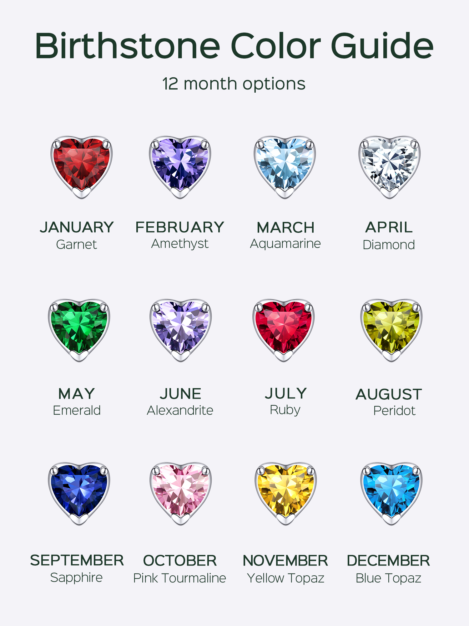 8mm Heart Prongs Set with Heart Birthstone Stud Earrings in Different Month Colors