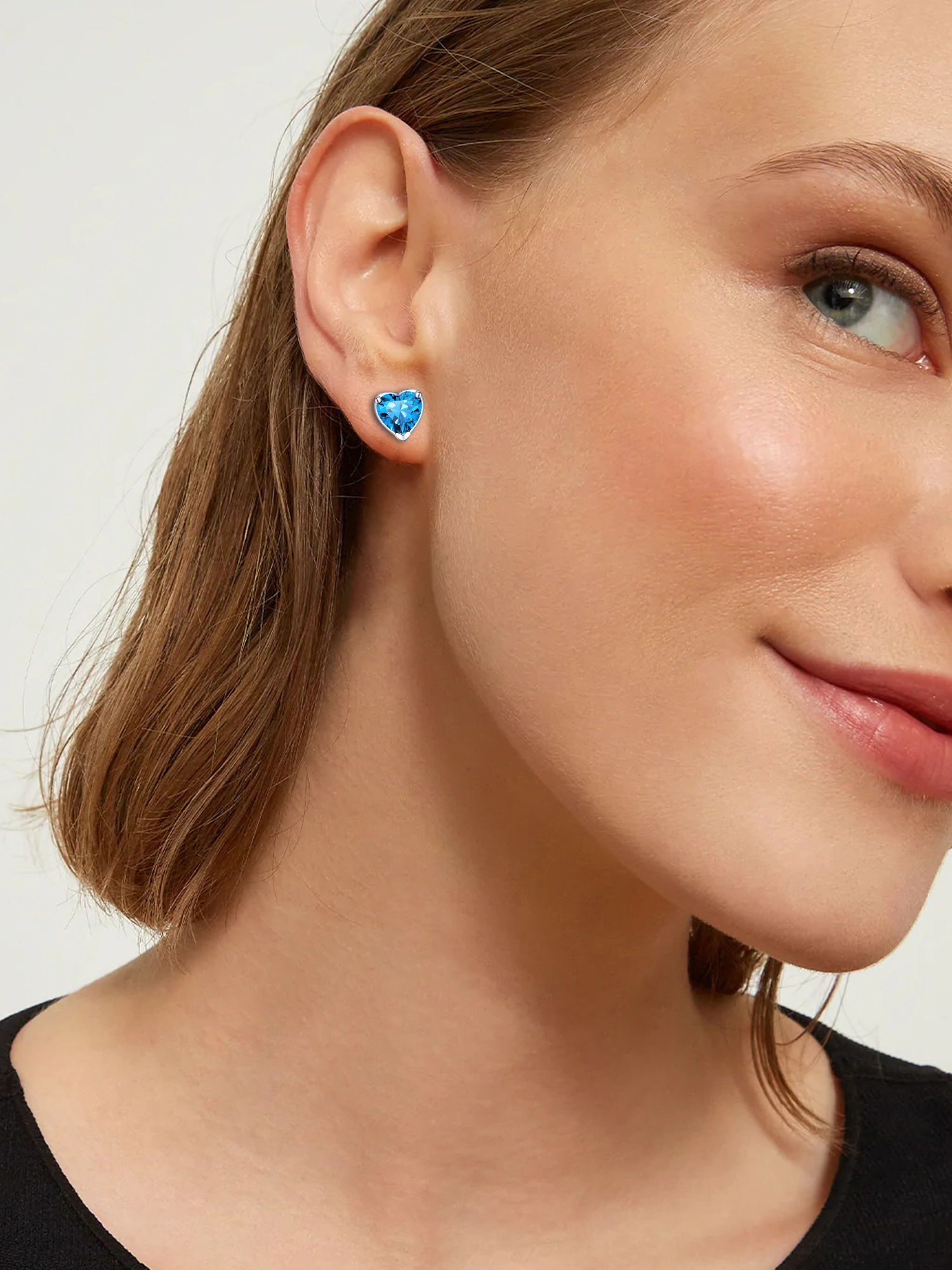 8mm Heart Prongs Set with Heart Birthstone Stud Earrings for women