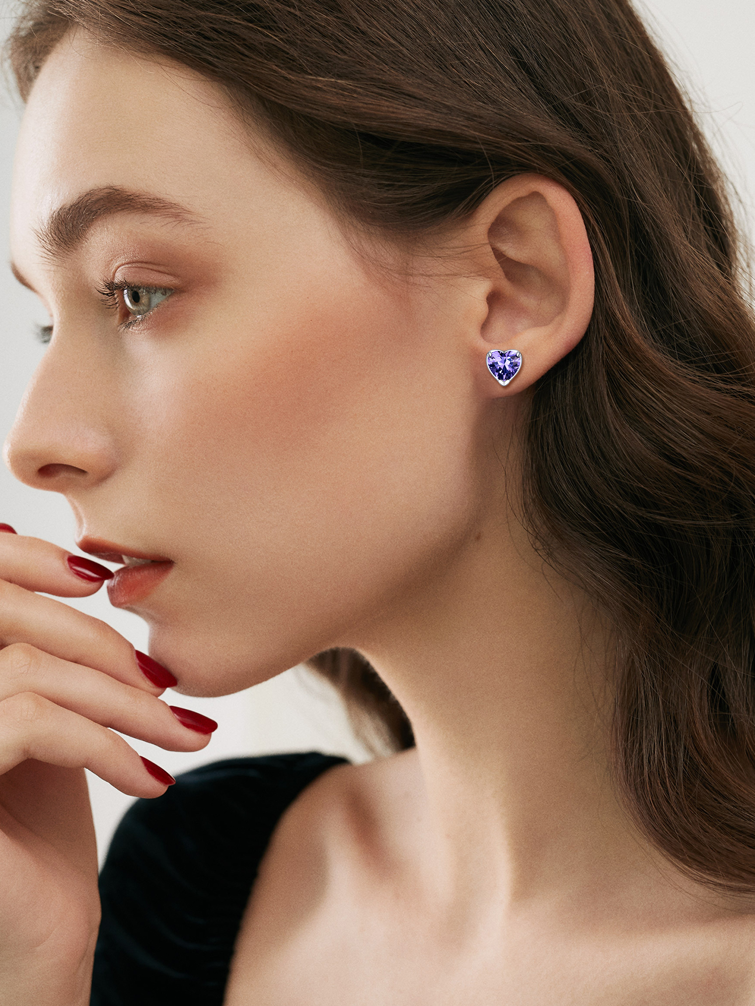 8mm Heart Prongs Set with Heart Birthstone Stud Earrings for women