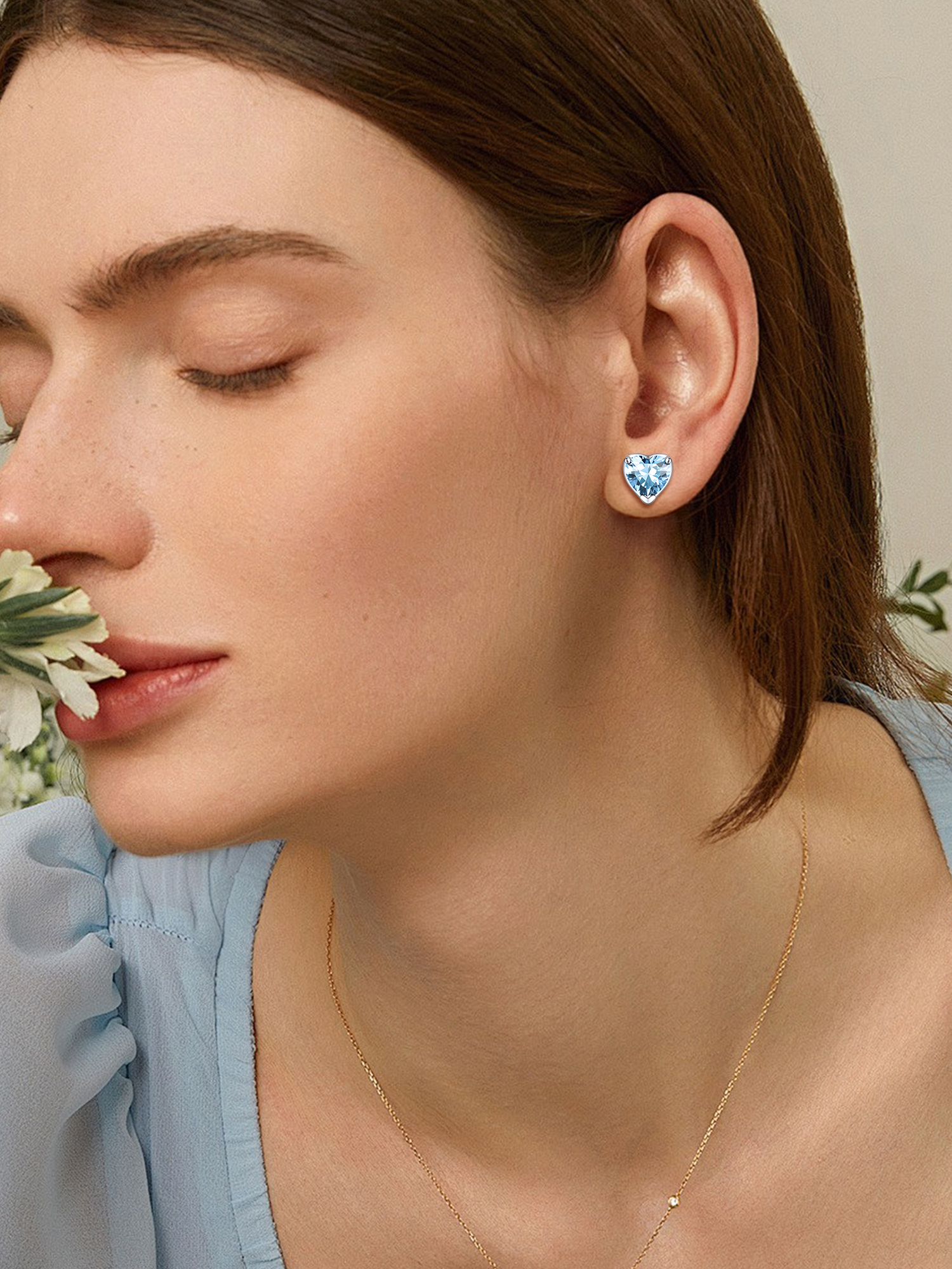 8mm Heart Prongs Set with Heart Birthstone Stud Earrings for women