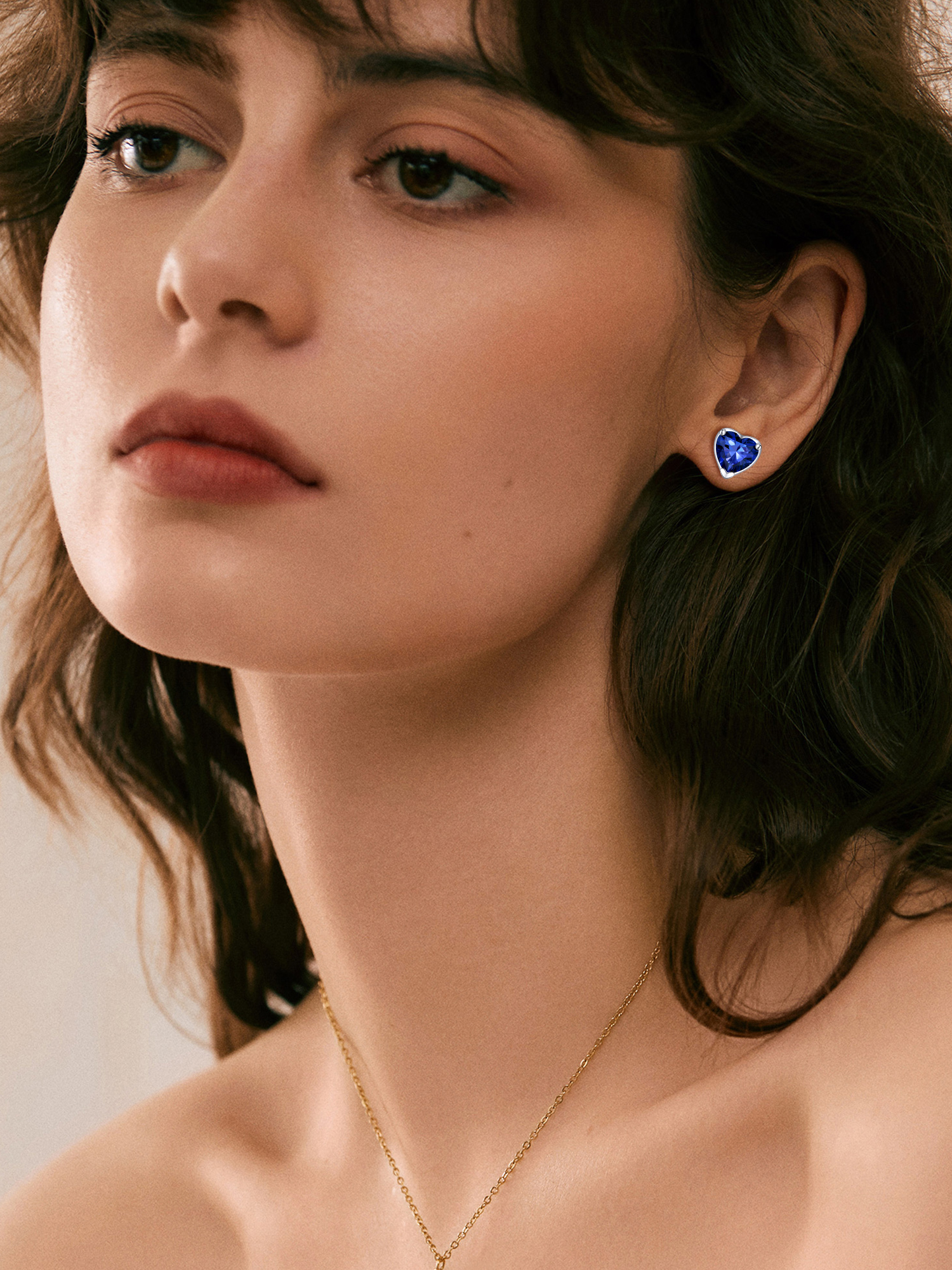 8mm Heart Prongs Set with Heart Birthstone Stud Earrings for women