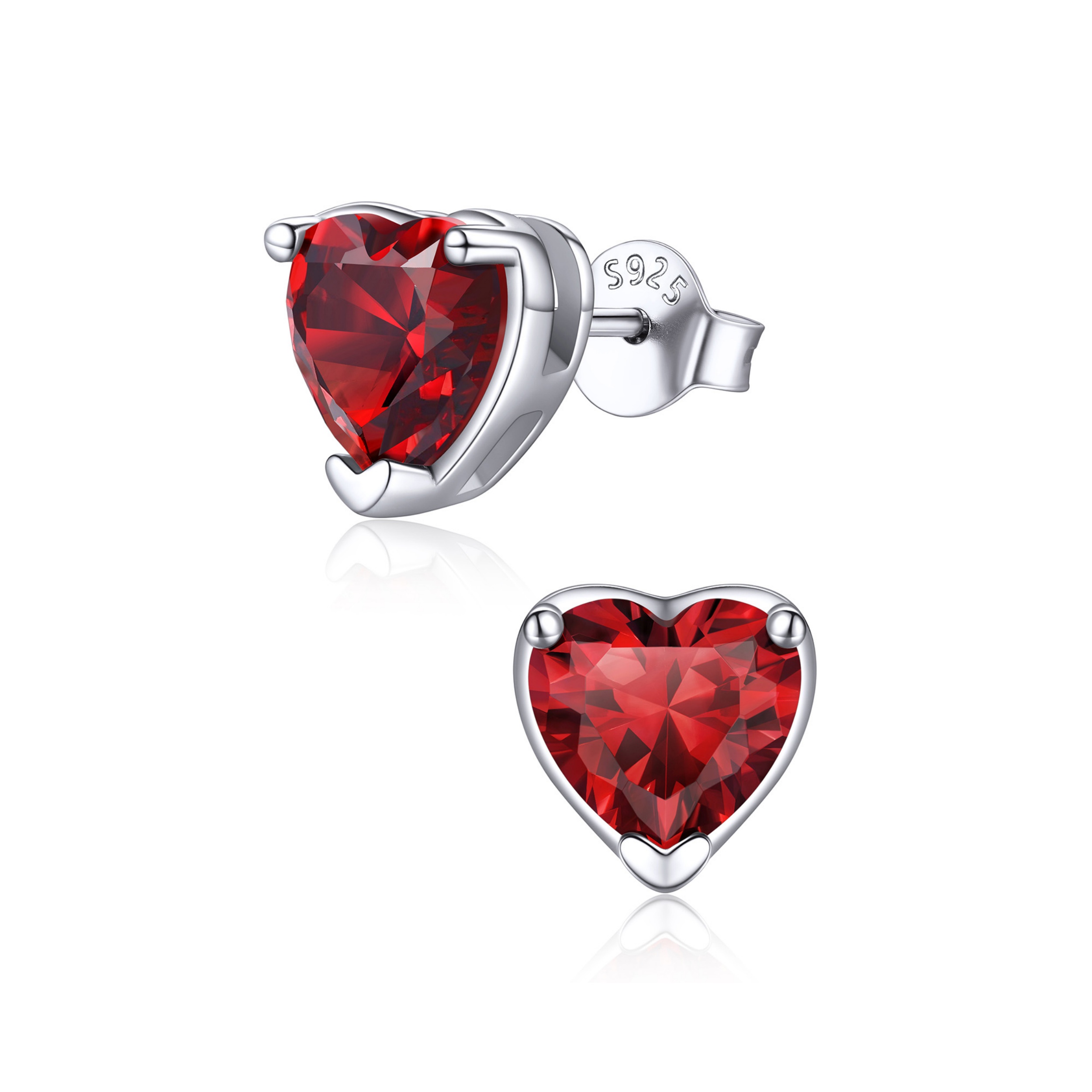 8mm Heart Prongs Set with Heart Birthstone Stud Earrings