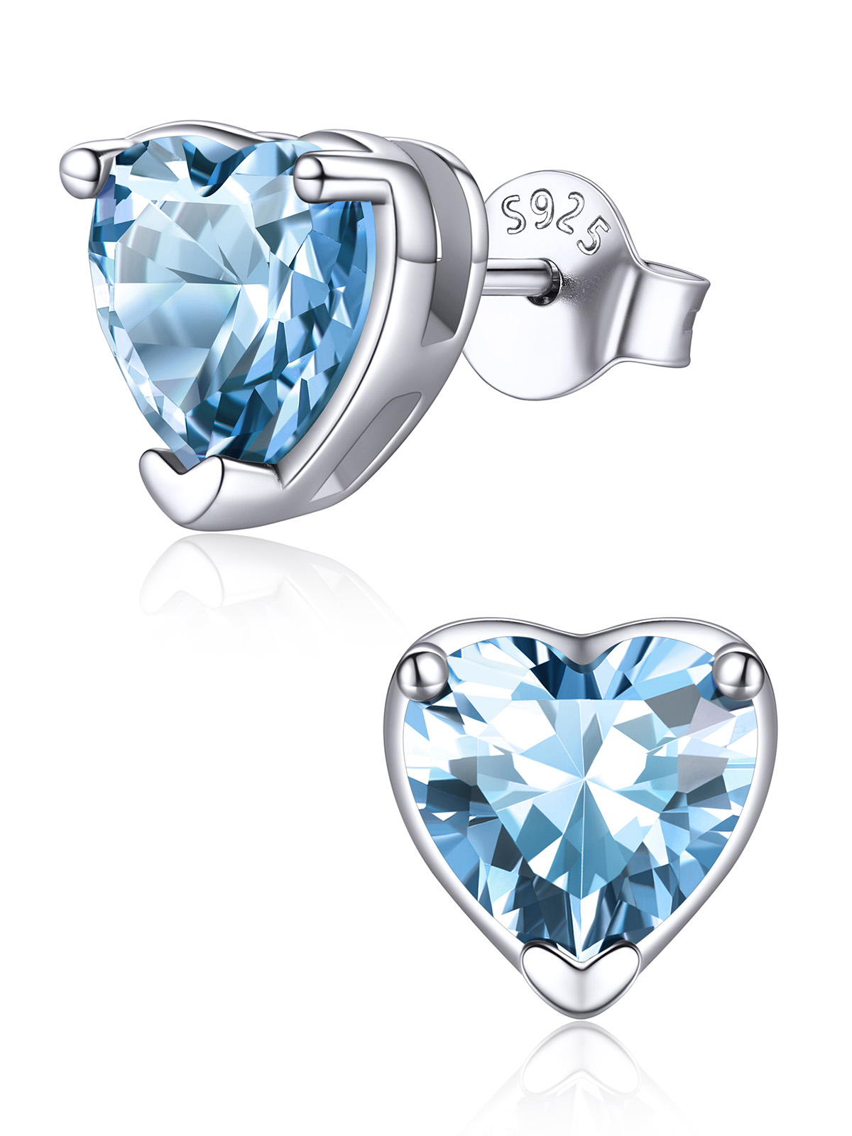 8mm Heart Prongs Set with Heart Birthstone Stud Earrings