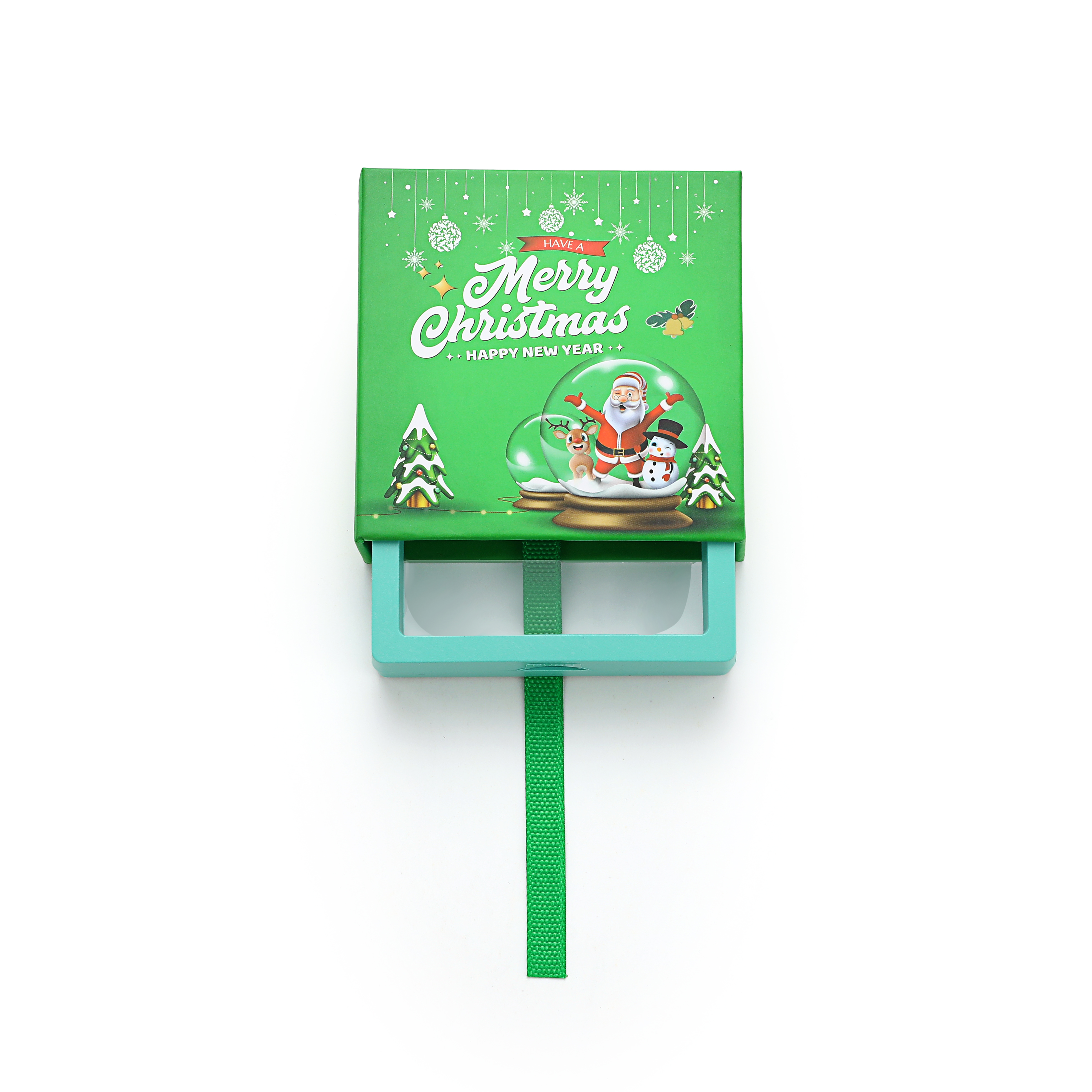 Christmas Jewelry Gift Box-Pull-up Box-Green